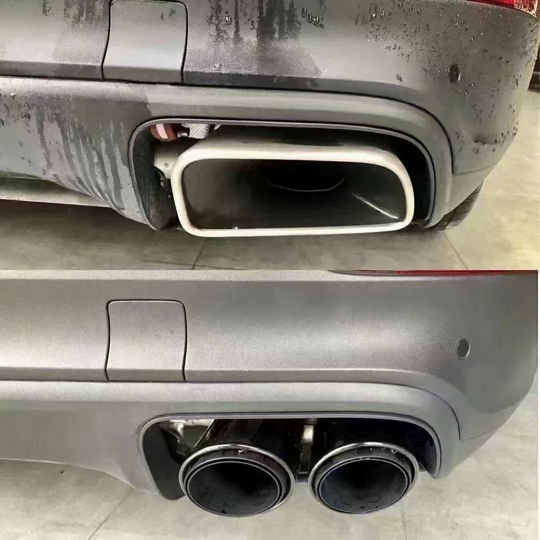Porsche Cayenne 2018–2025 Four-Outlet Three-Tier Gloss Black Exhaust Tips