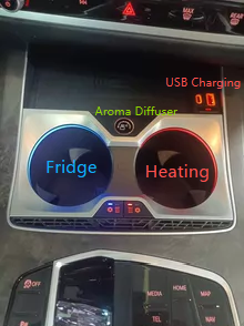 BMW X5 X5L Dual-Temp Cup Holder with USB-C Fast Charging, Ambient Lighting & Fragrance System