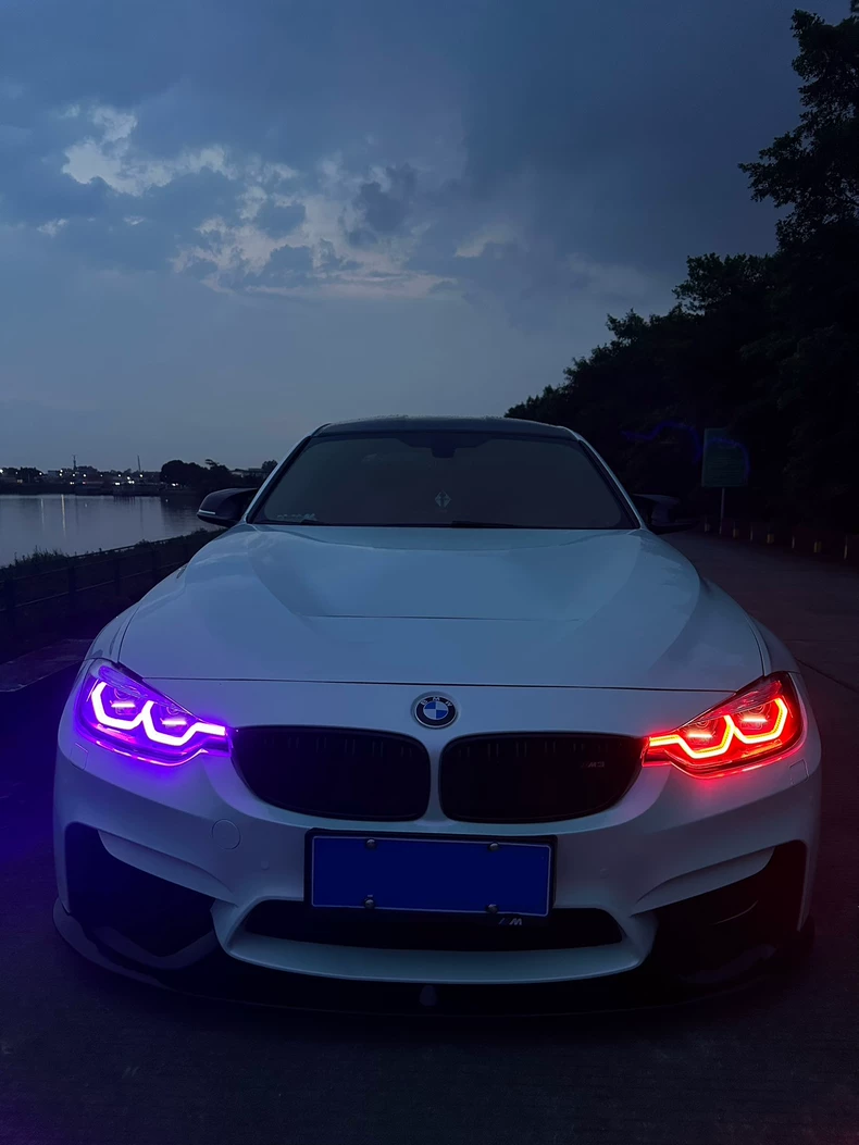Conjunto de faros LED para BMW Serie 3 y Serie 4 (F30/F32/F36/F33, G20/G22) – Iluminación decorativa personalizable tipo «cuchara» con animación multicolor