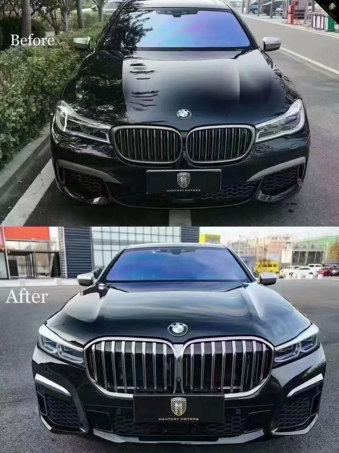 Kit de renovación para BMW Serie 7 (2016-2018) – Parachoques delantero, parrilla y faros LED adaptativos para el aspecto de los modelos 730i/740i de 2019–2022