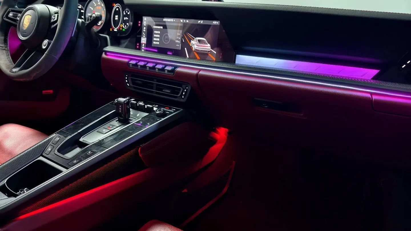 Porsche 911 (992) Crystal Ambient Lighting Kit – Dynamic Interior LED Accent Lights for Dashboard, Door Panels & Passenger Side