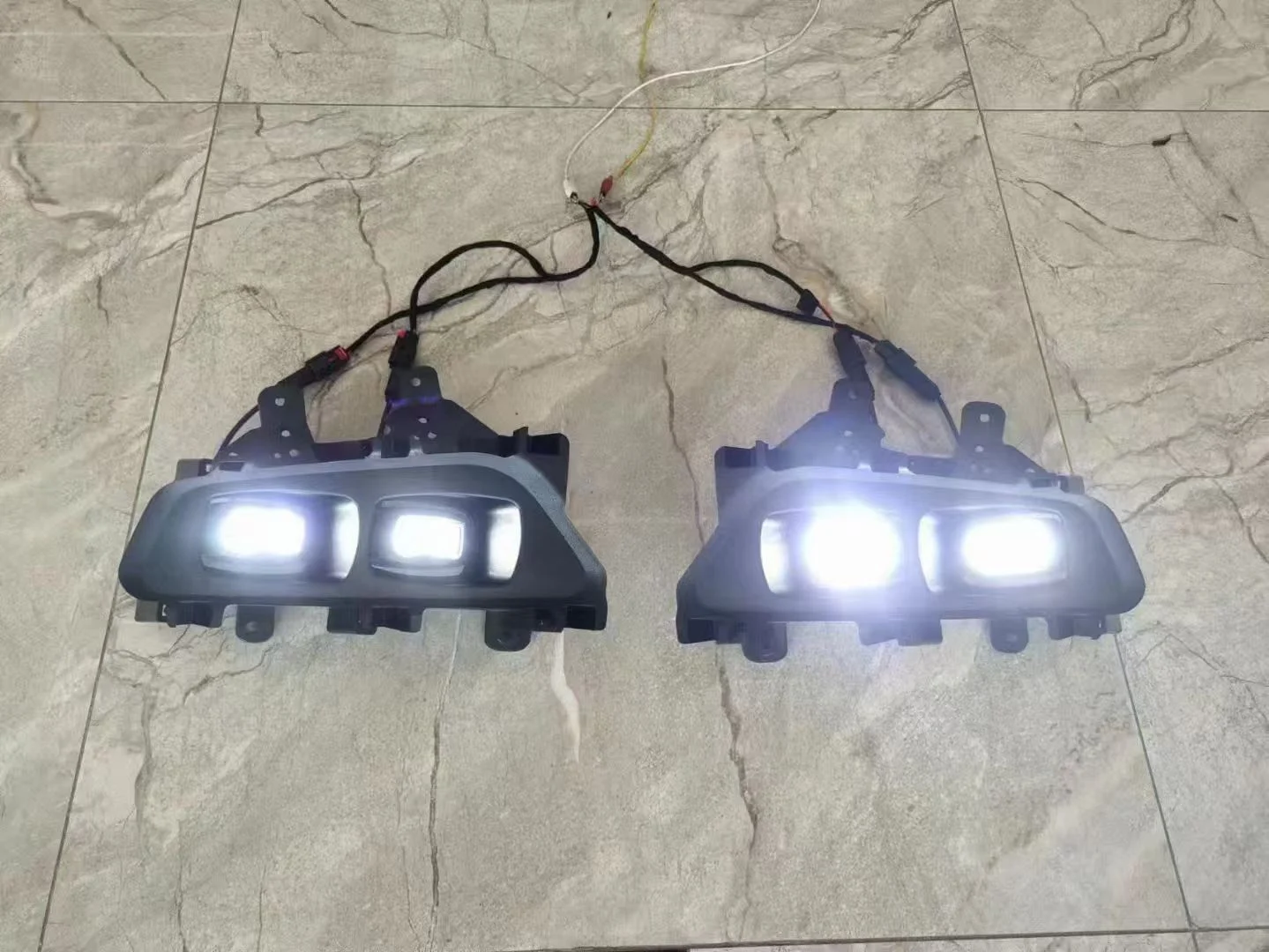 Ford Raptor Front Bumper LED Fog Lights (White & Amber Options) with Mounting Brackets and Wiring Harness