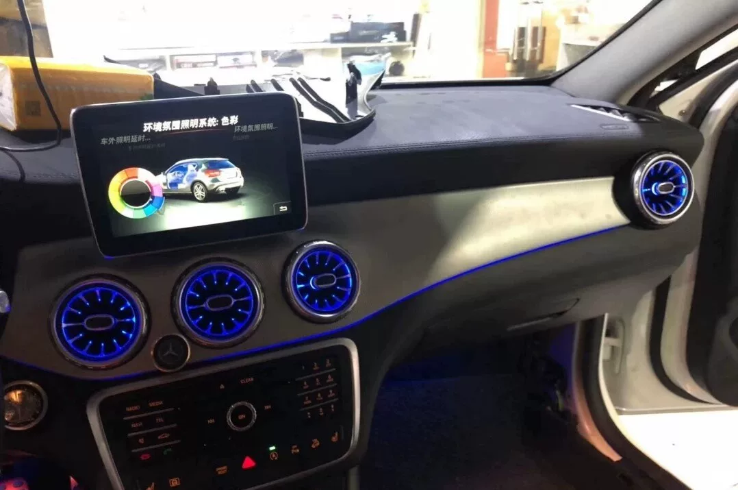 Kit de iluminación ambiental para Mercedes-Benz GLA/CLA/A-Class/B-Class con diseño de rejilla de ventilación en espiral