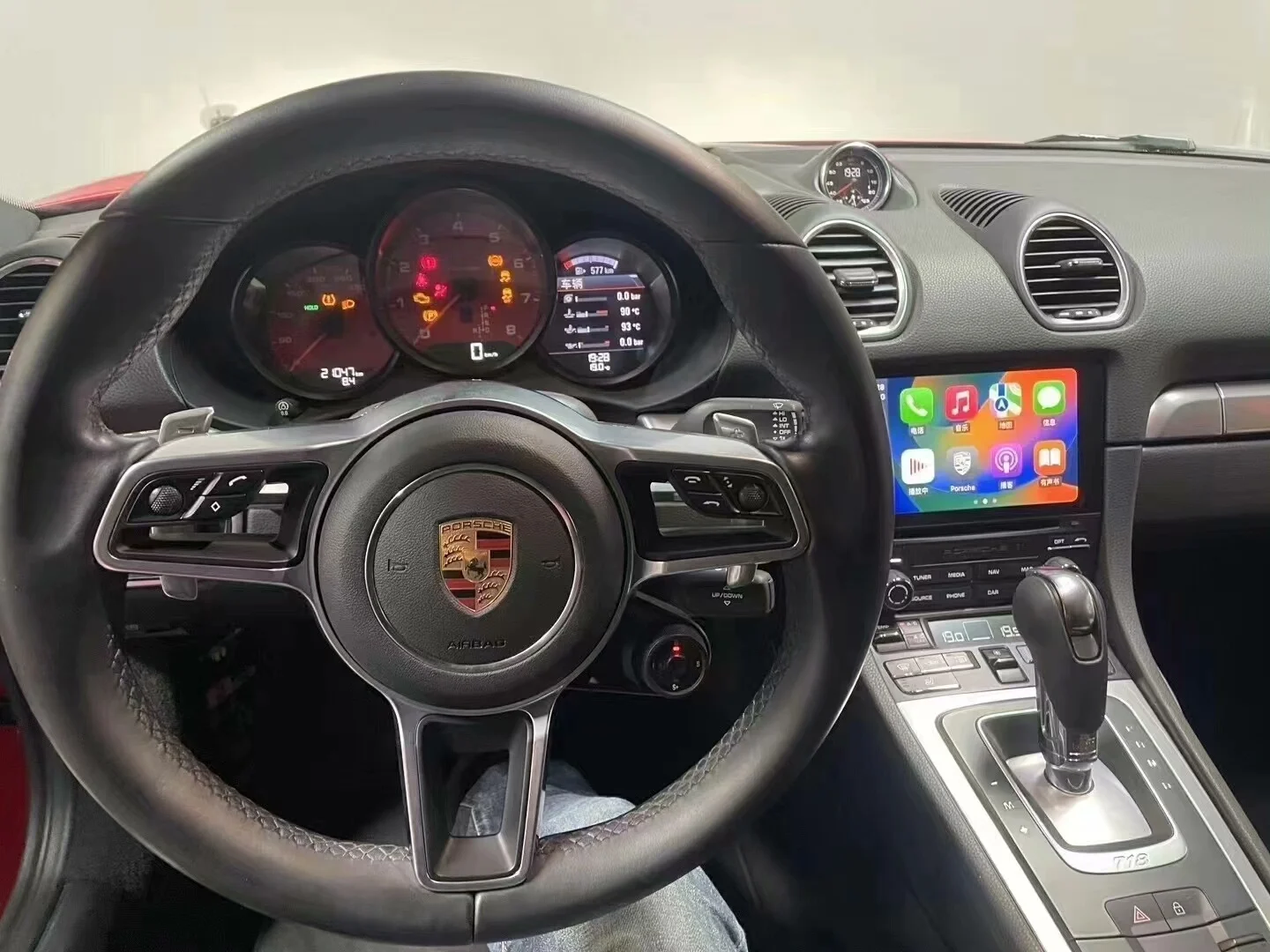 Botões de controle do volante multifuncional genuínos da Porsche 718 e 911 (acabamento em couro, quase novos)