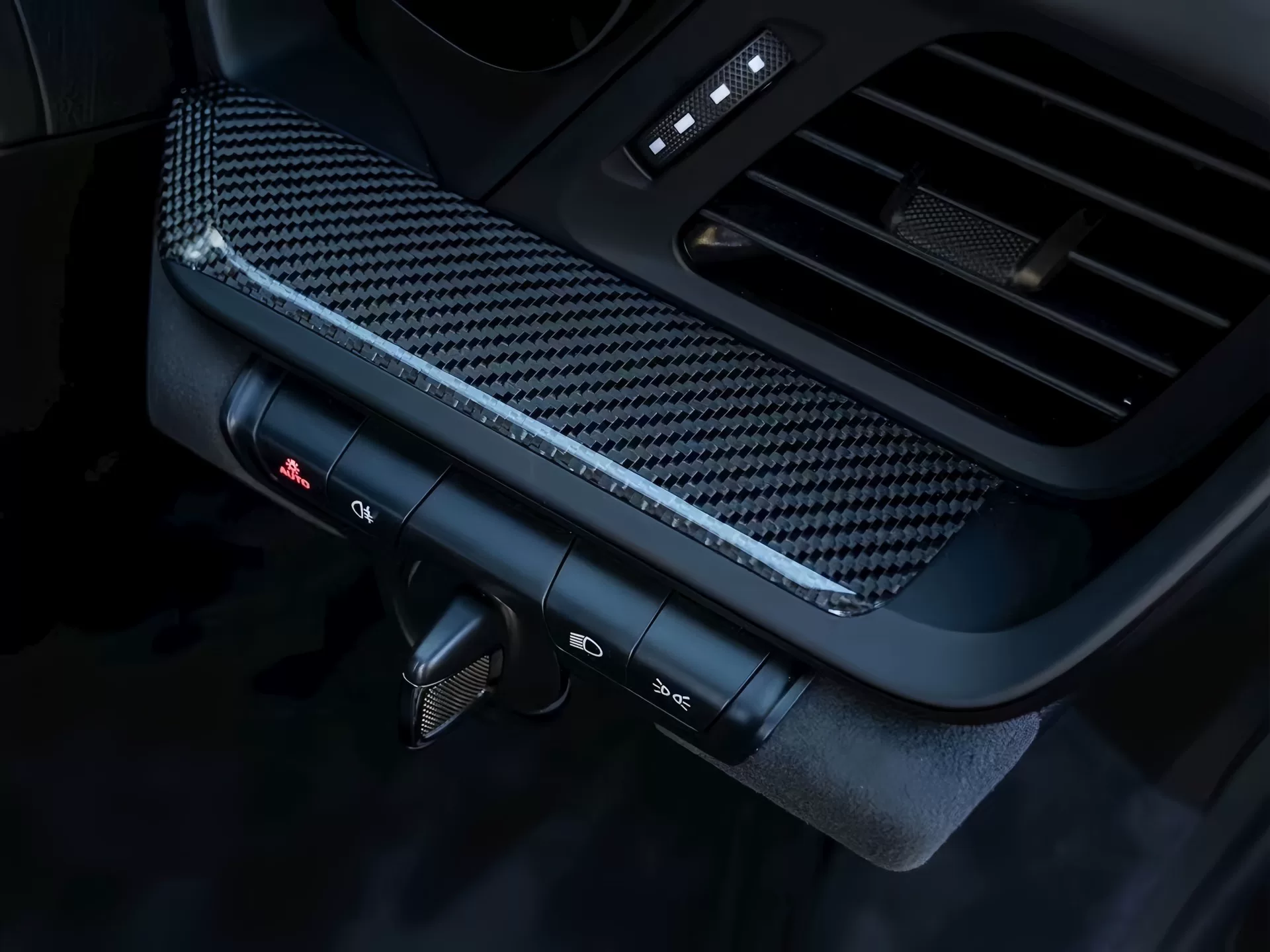 Kit de interior em fibra de carbono preto brilhante para o Porsche 992 GT3
