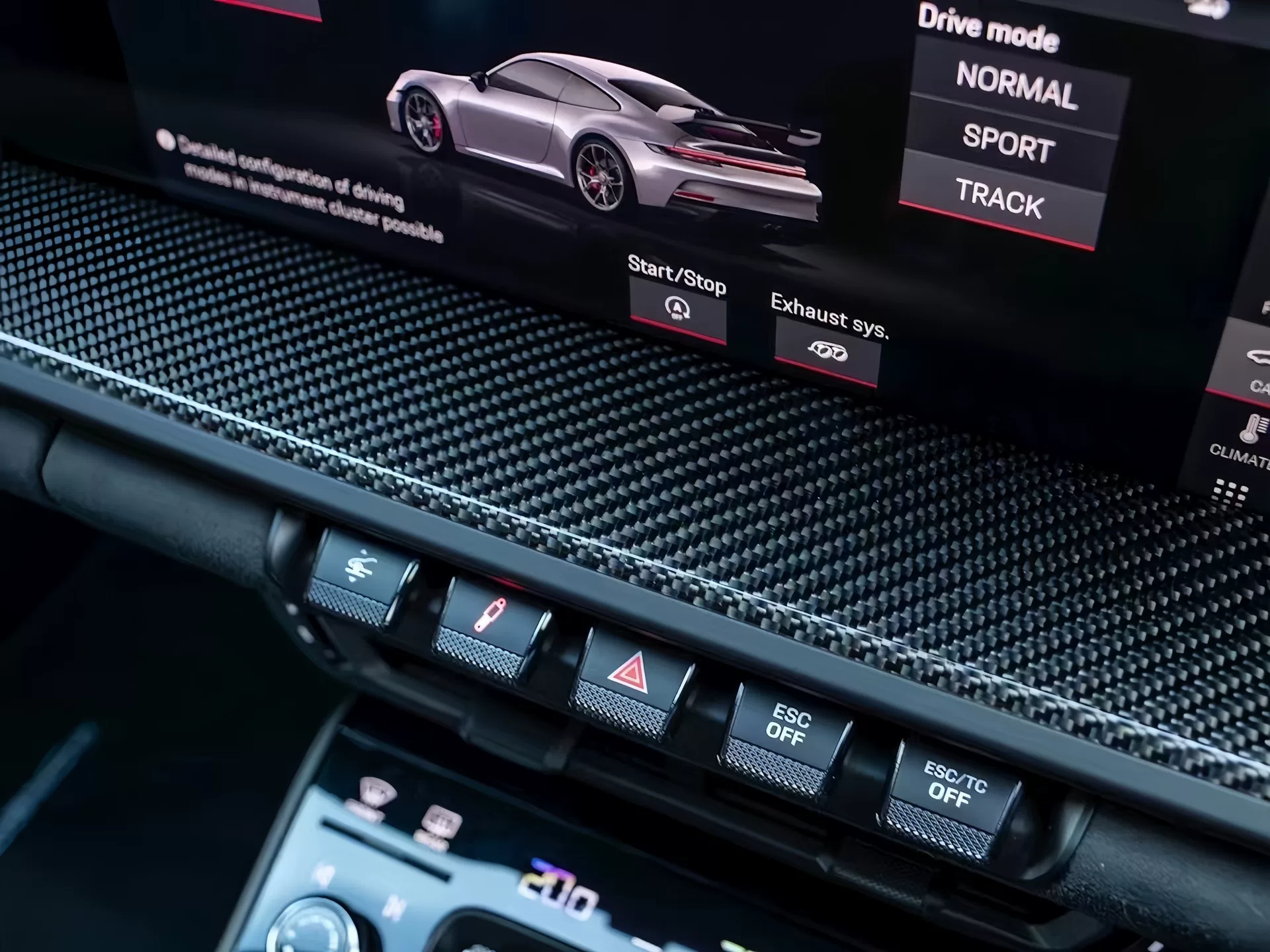 Kit de interior em fibra de carbono preto brilhante para o Porsche 992 GT3