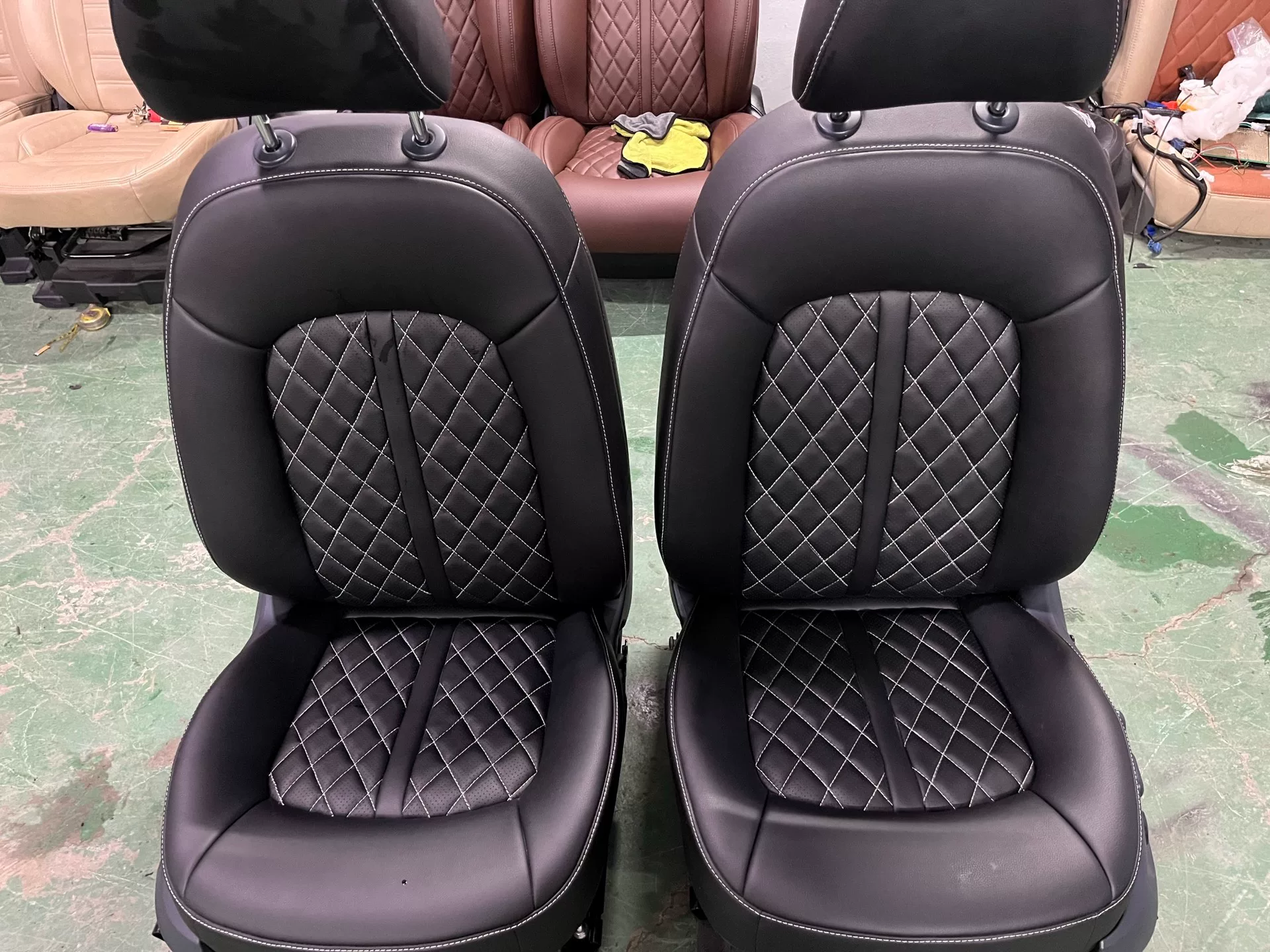 OEM-Style Audi A6 12-Way Power Driver & Passenger Seats with Ventilated Driver Seat (Suction-Type), Heated, 4-Way Lumbar, Premium Leather Wrap