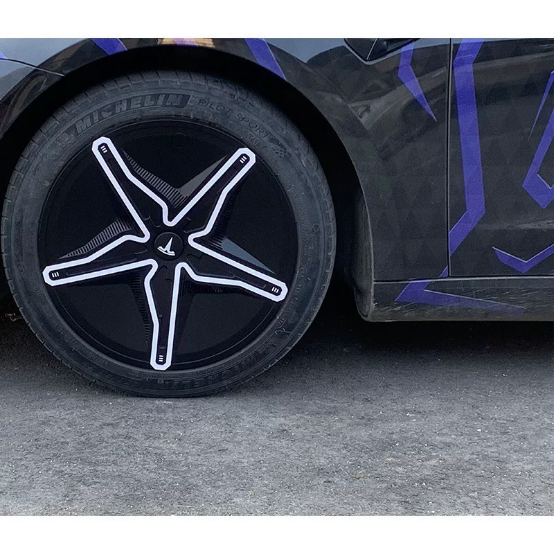 Tesla Model 3 Patrick Star–Shaped Wheel Covers (ABS+PC Material, Matte Black and White)