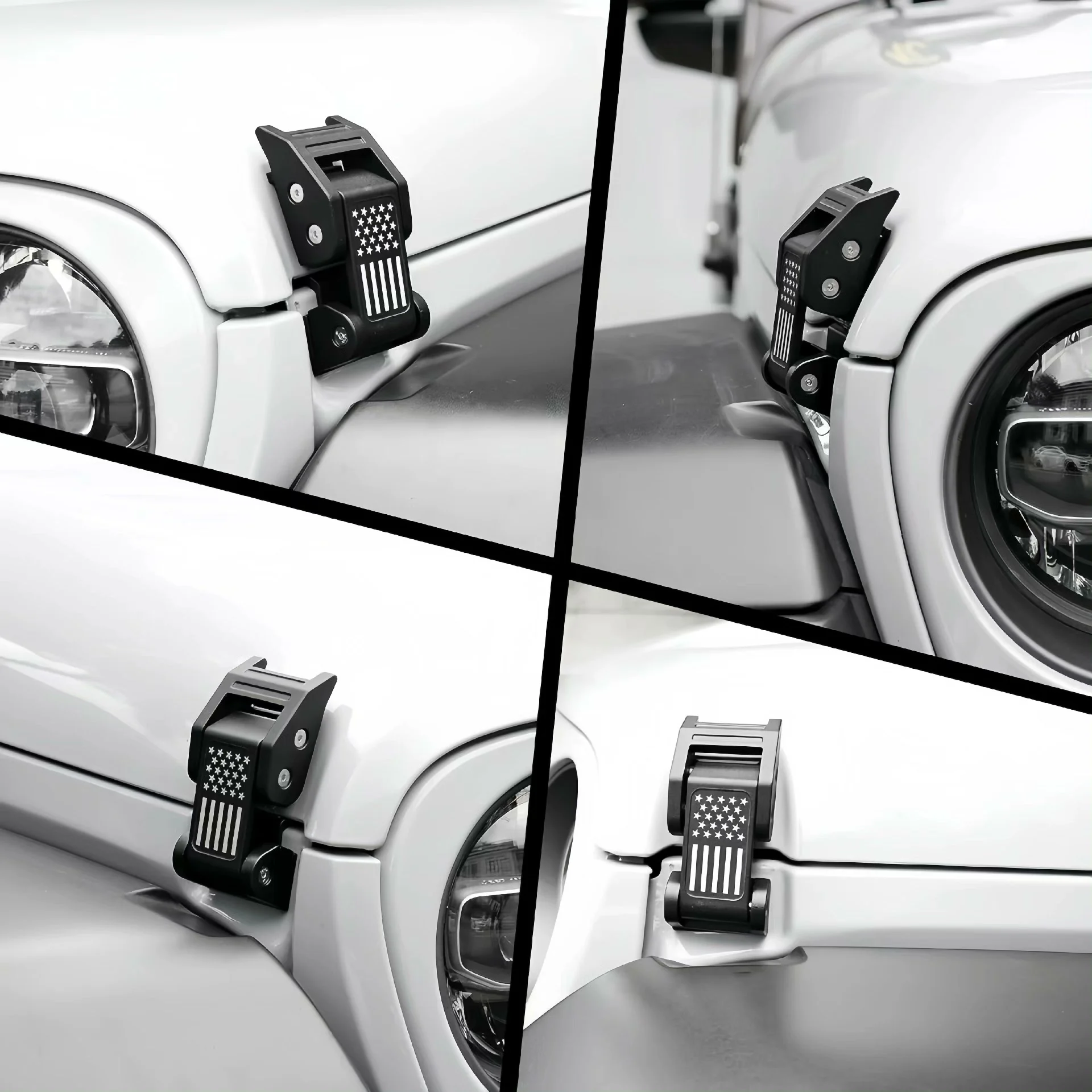 Jeep Wrangler Hood Latch Kit – Aluminum Engine Hood Lock for JK, JL, JT, TJ, JKU & JLU Models