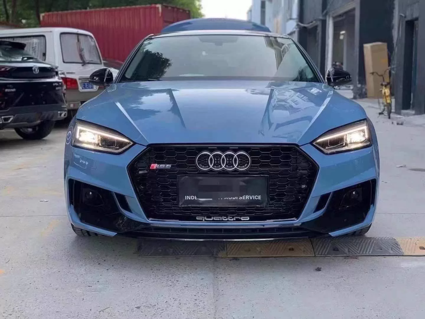 2017–2020 Audi A5 / S5 RS5-Style Front Bumper Kit with Gloss Black Lip & Interchangeable Grille
