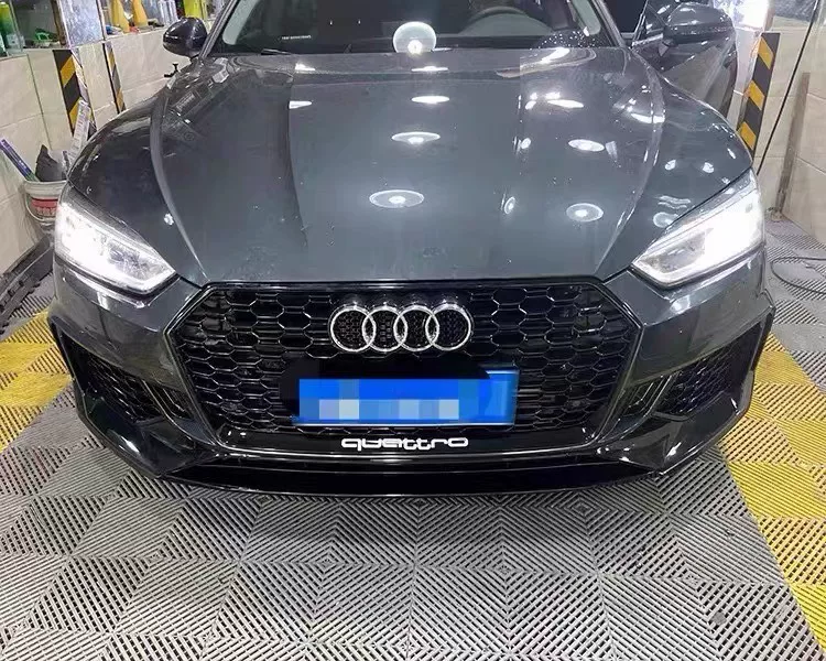 2017–2020 Audi A5 / S5 RS5-Style Front Bumper Kit with Gloss Black Lip & Interchangeable Grille