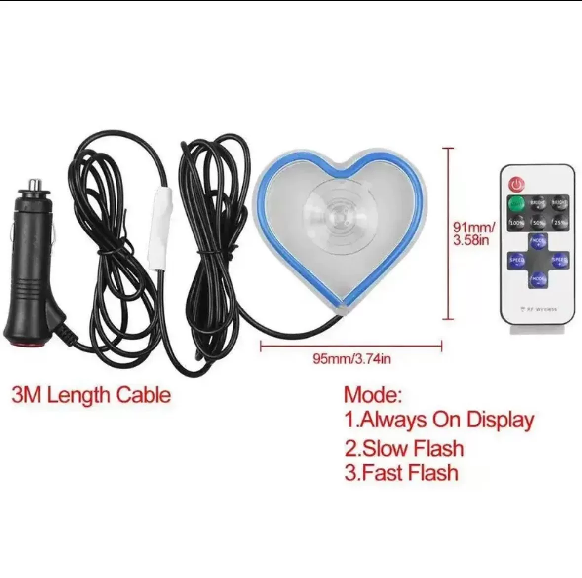 Car Heart-Shaped LED Window Mood Light – Battery & USB Powered, No Wiring Needed