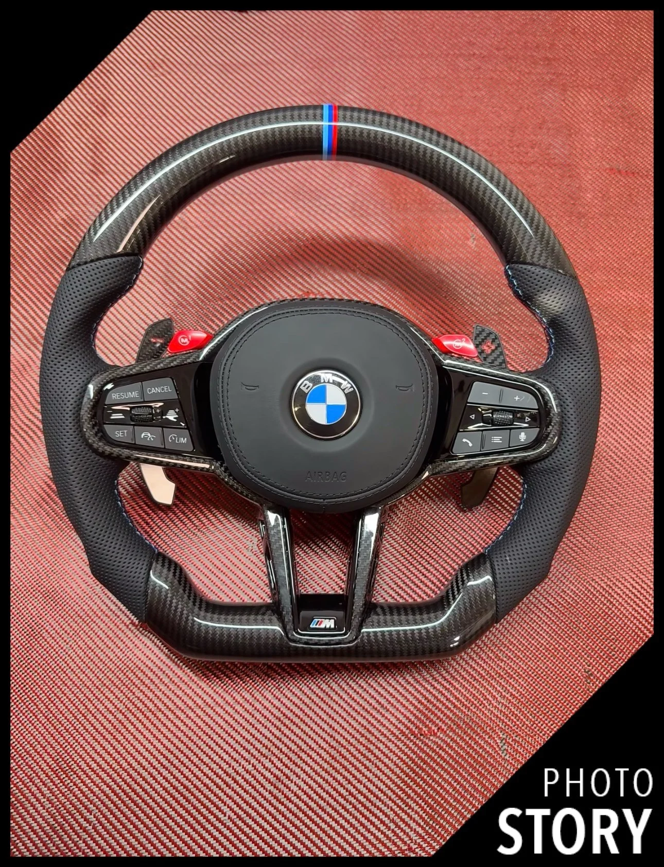 BMW CS Carbon Fiber Steering Wheel (Compatible with 2/3/4/5/7 Series and X3/X4/X5 F/G Platforms)
