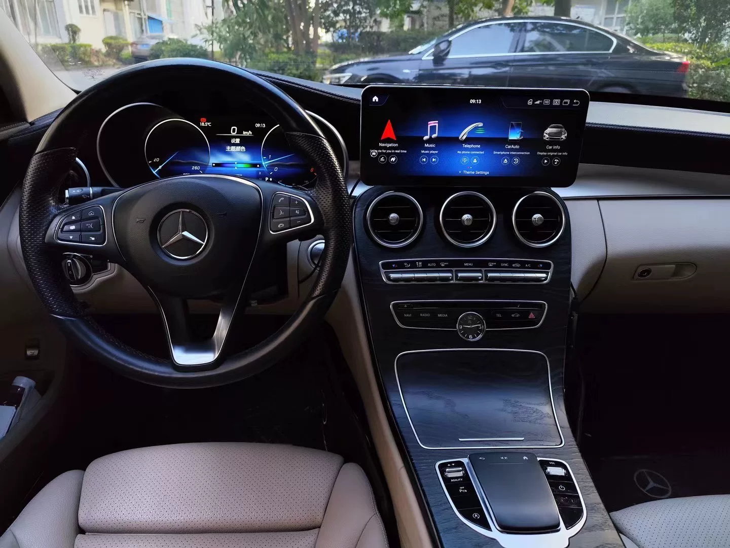 Mercedes-Benz C-Class W205 GLC-Class Digital Instrument Cluster + 12.3" Snapdragon 680 Android Head Unit + Touchpad Controller Kit
