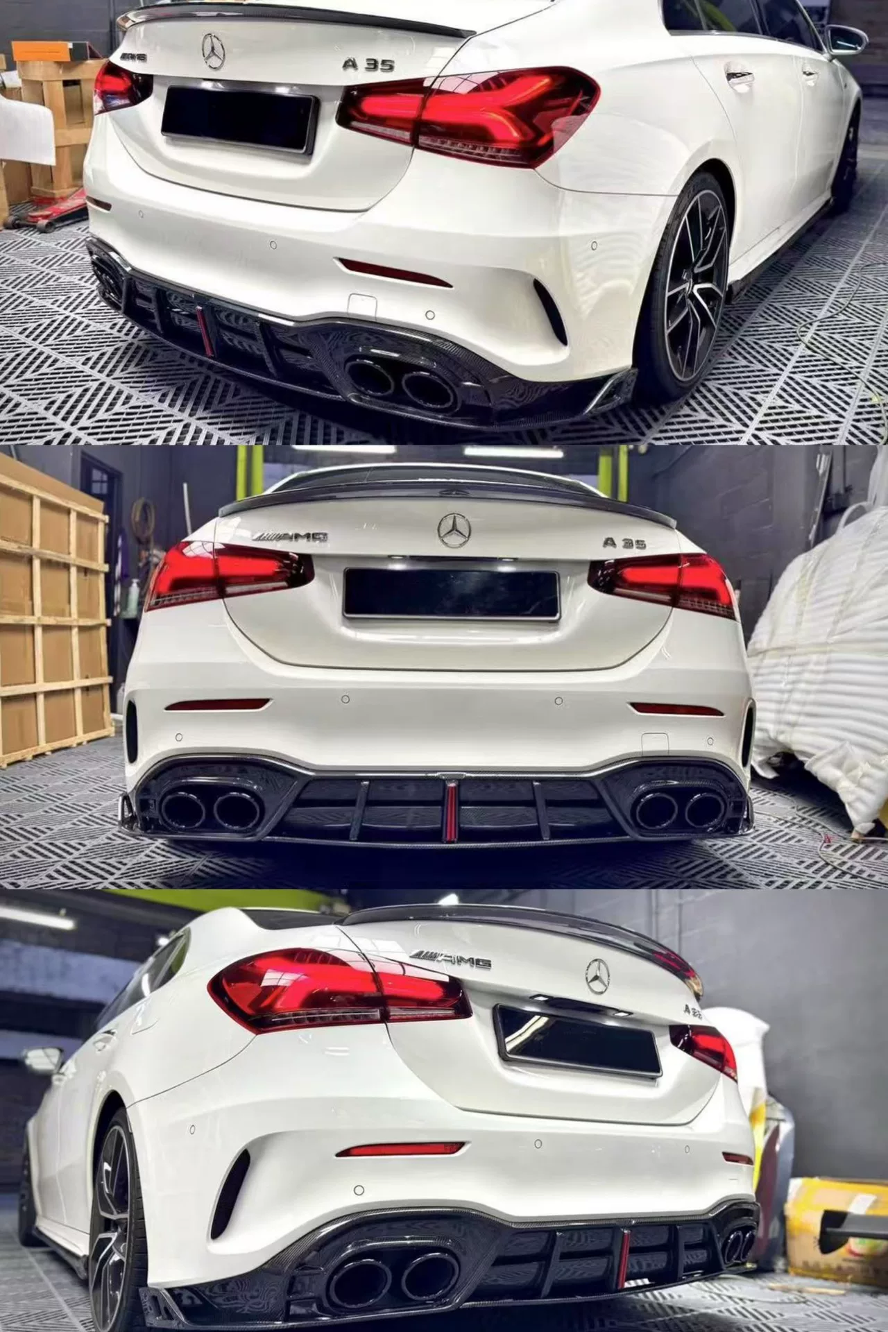 Mercedes-Benz A-Class W177 A35 AMG Carbon Fiber Rear Lip and Exhaust Tip Kit
