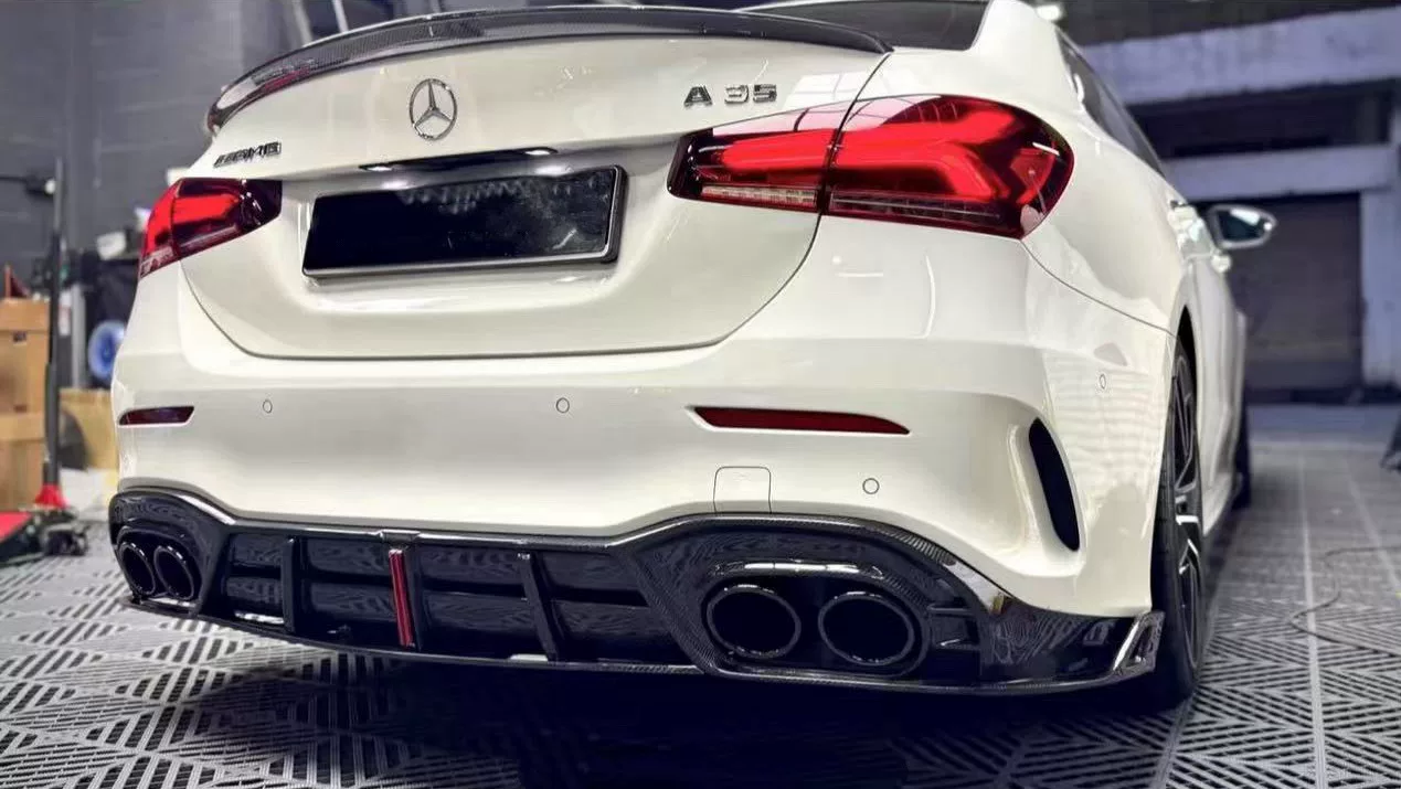 Mercedes-Benz A-Class W177 A35 AMG Carbon Fiber Rear Lip and Exhaust Tip Kit