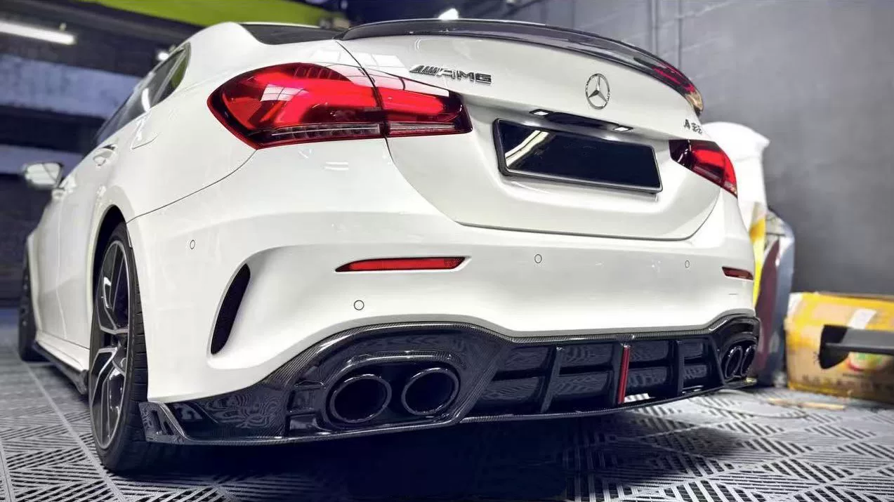 Mercedes-Benz A-Class W177 A35 AMG Carbon Fiber Rear Lip and Exhaust Tip Kit