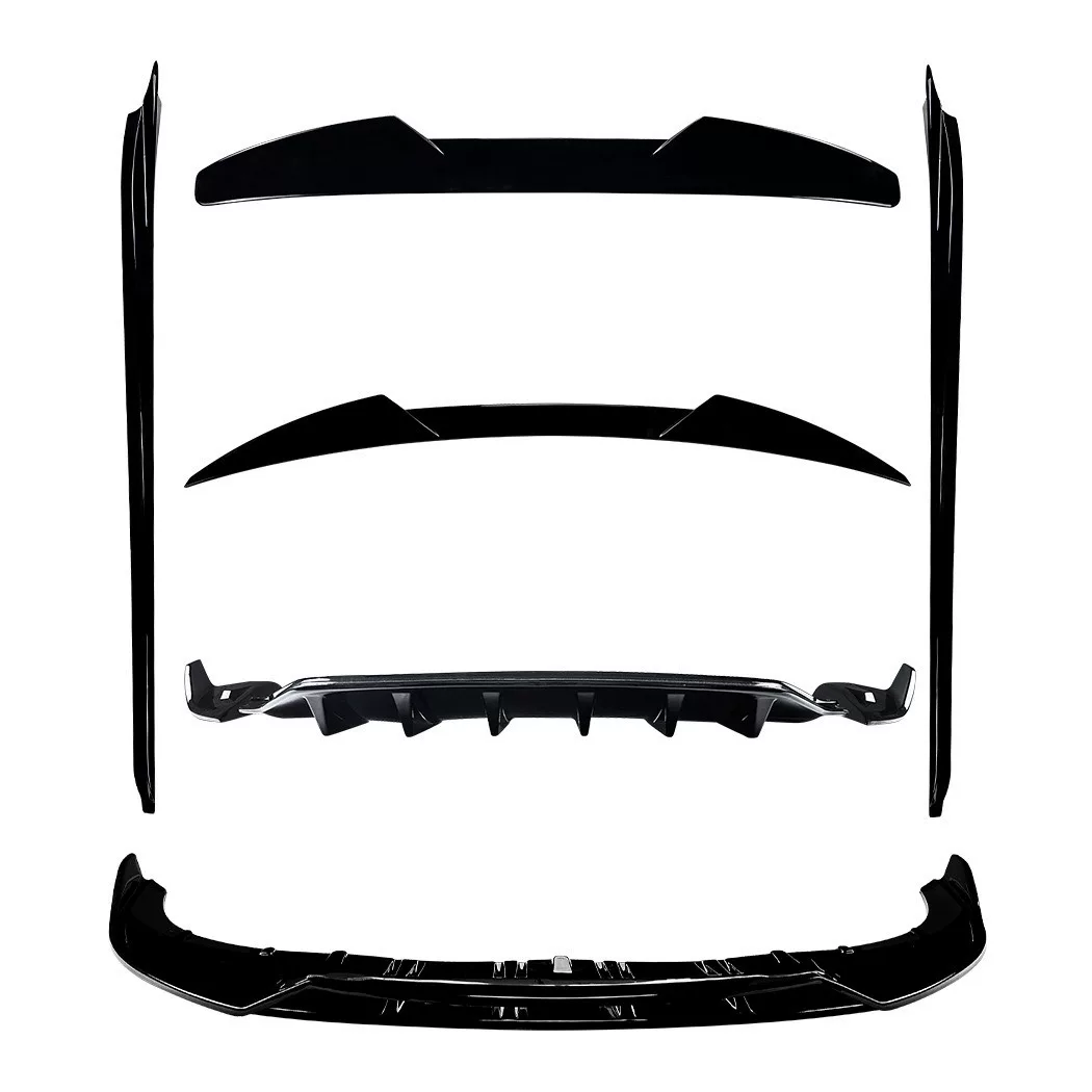 Kit de modificações para a Porsche Taycan: spoiler dianteiro/trasero/saia lateral/asa traseira/asa superior (impressão a água com padrão de carbono)