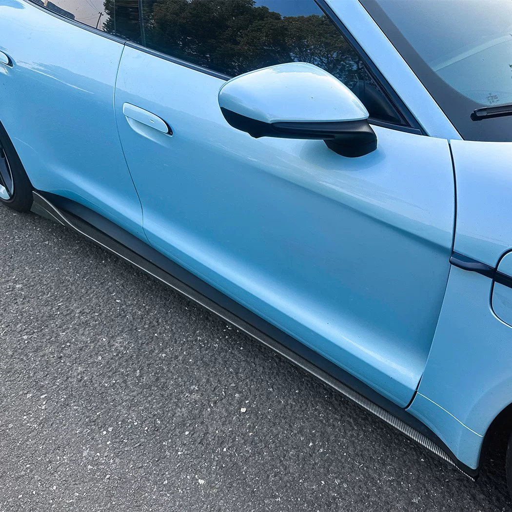 Kit de modificações para a Porsche Taycan: spoiler dianteiro/trasero/saia lateral/asa traseira/asa superior (impressão a água com padrão de carbono)