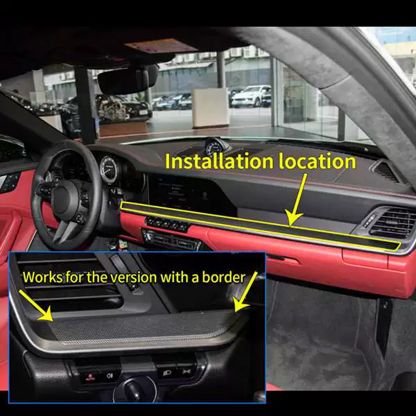 Porsche 911 992 Dry Carbon Fiber Center Console Trim Strips (Carbon Fiber Pattern, 2 Pieces)