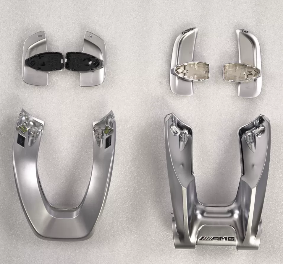 Mercedes-AMG Steering Wheel Cover & Paddle Shifters Upgrade Kit – Silver Electroplated OEM-Compatible