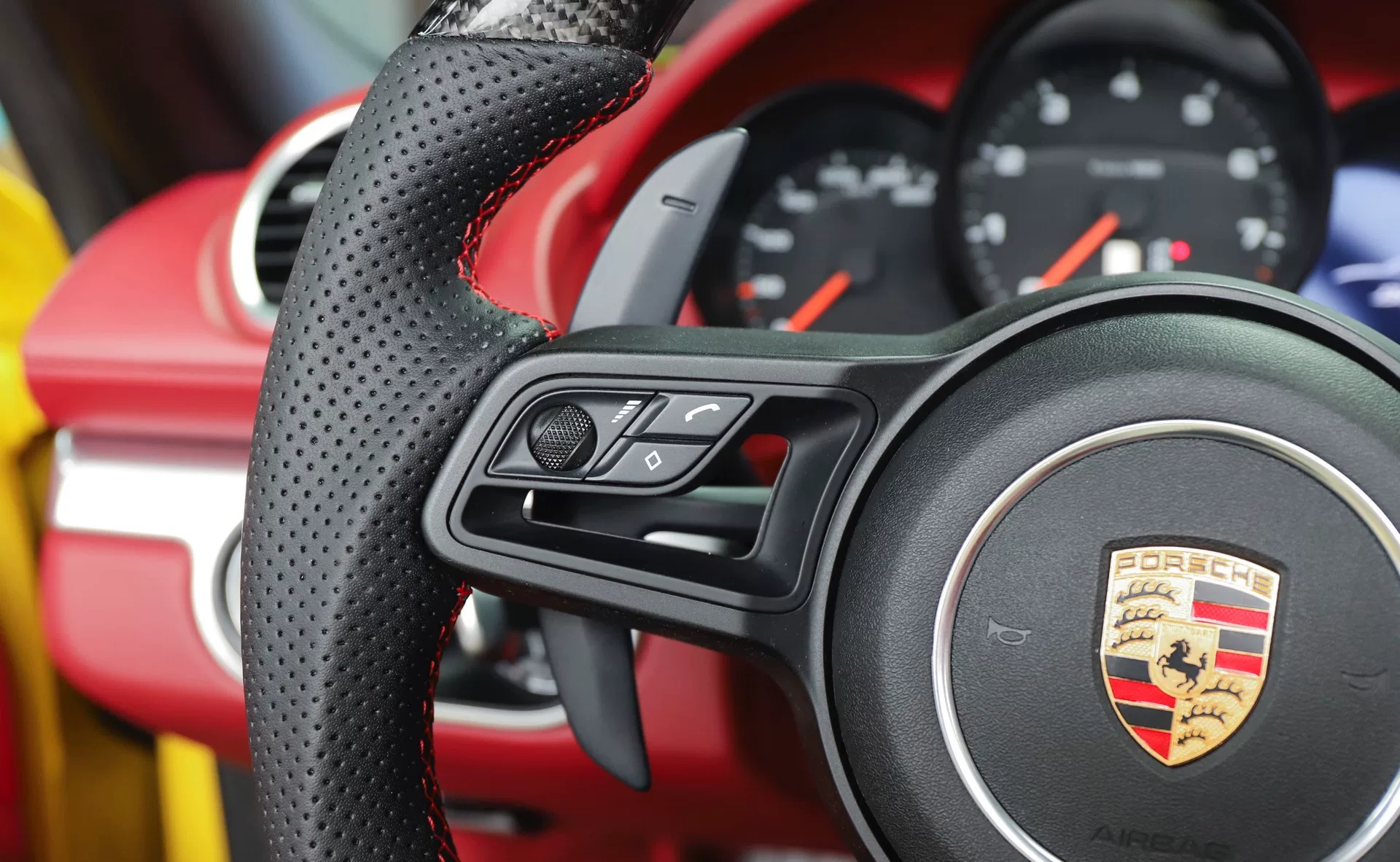 Porsche Carbon Fiber Steering Wheel Assembly with Multi-Function Controls