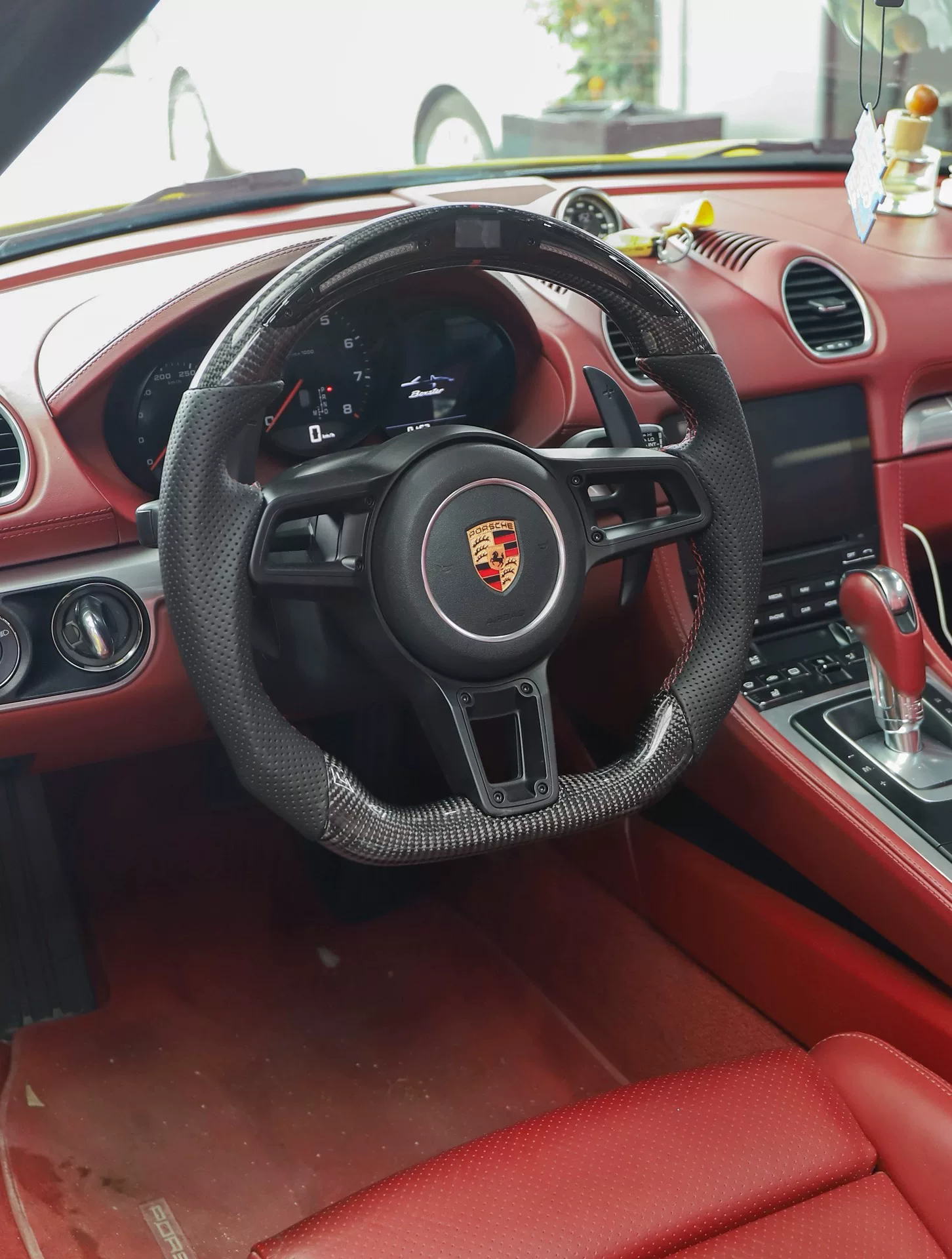 Porsche Carbon Fiber Steering Wheel Assembly with Multi-Function Controls