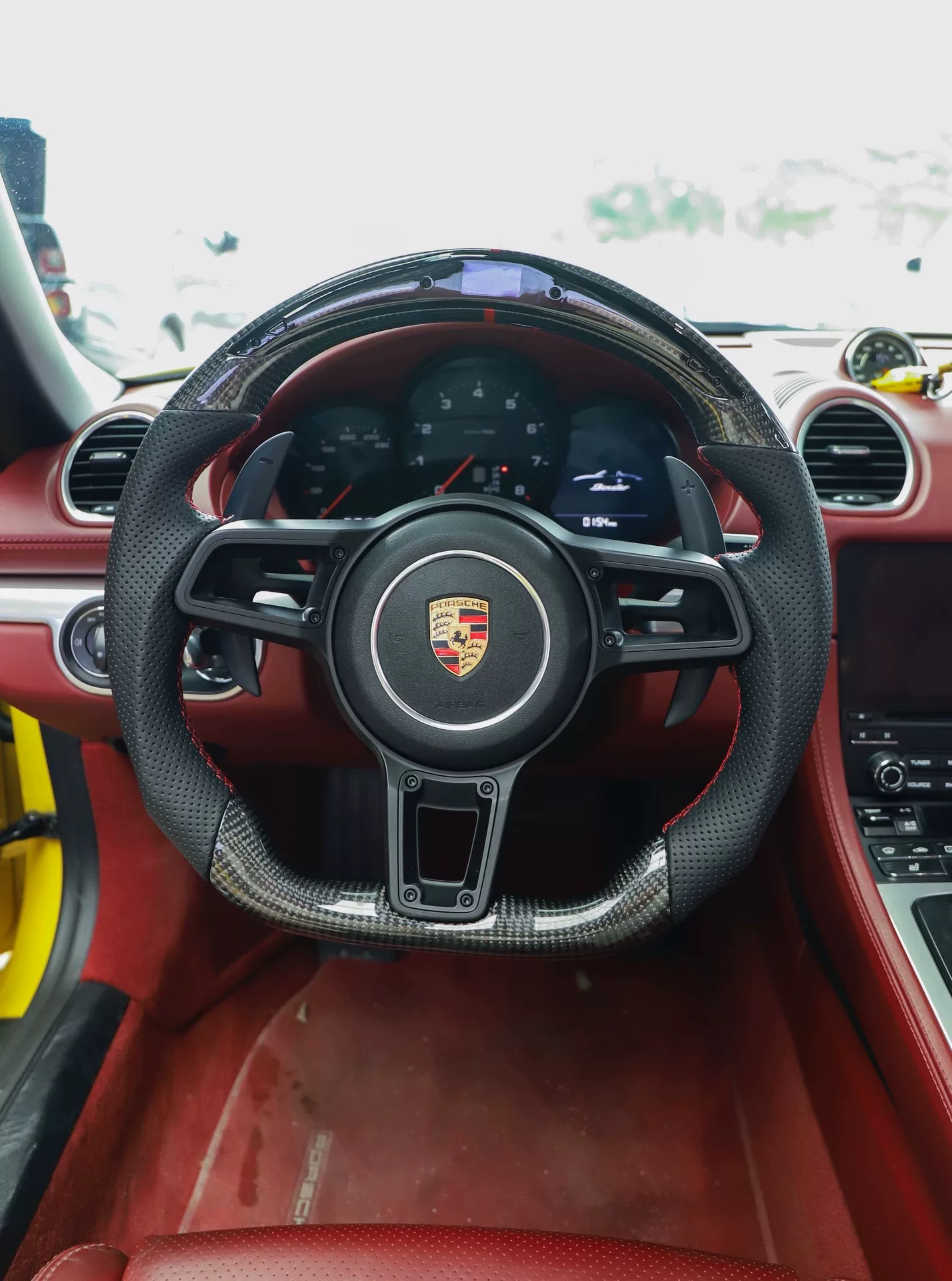 Porsche Carbon Fiber Steering Wheel Assembly with Multi-Function Controls