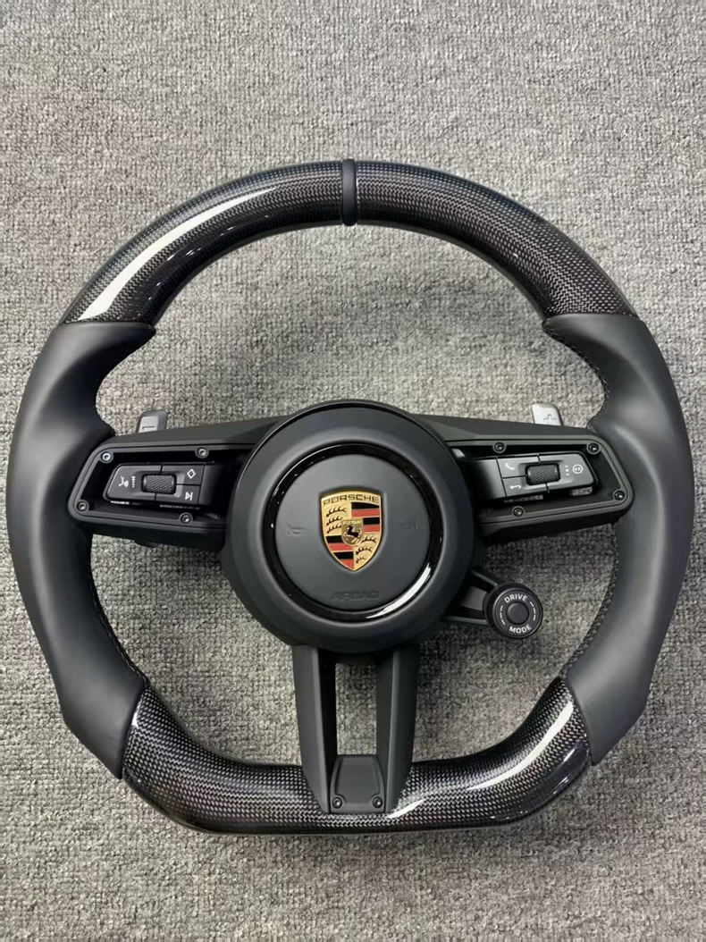 Porsche Carbon Fiber Steering Wheel Assembly with Multi-Function Controls