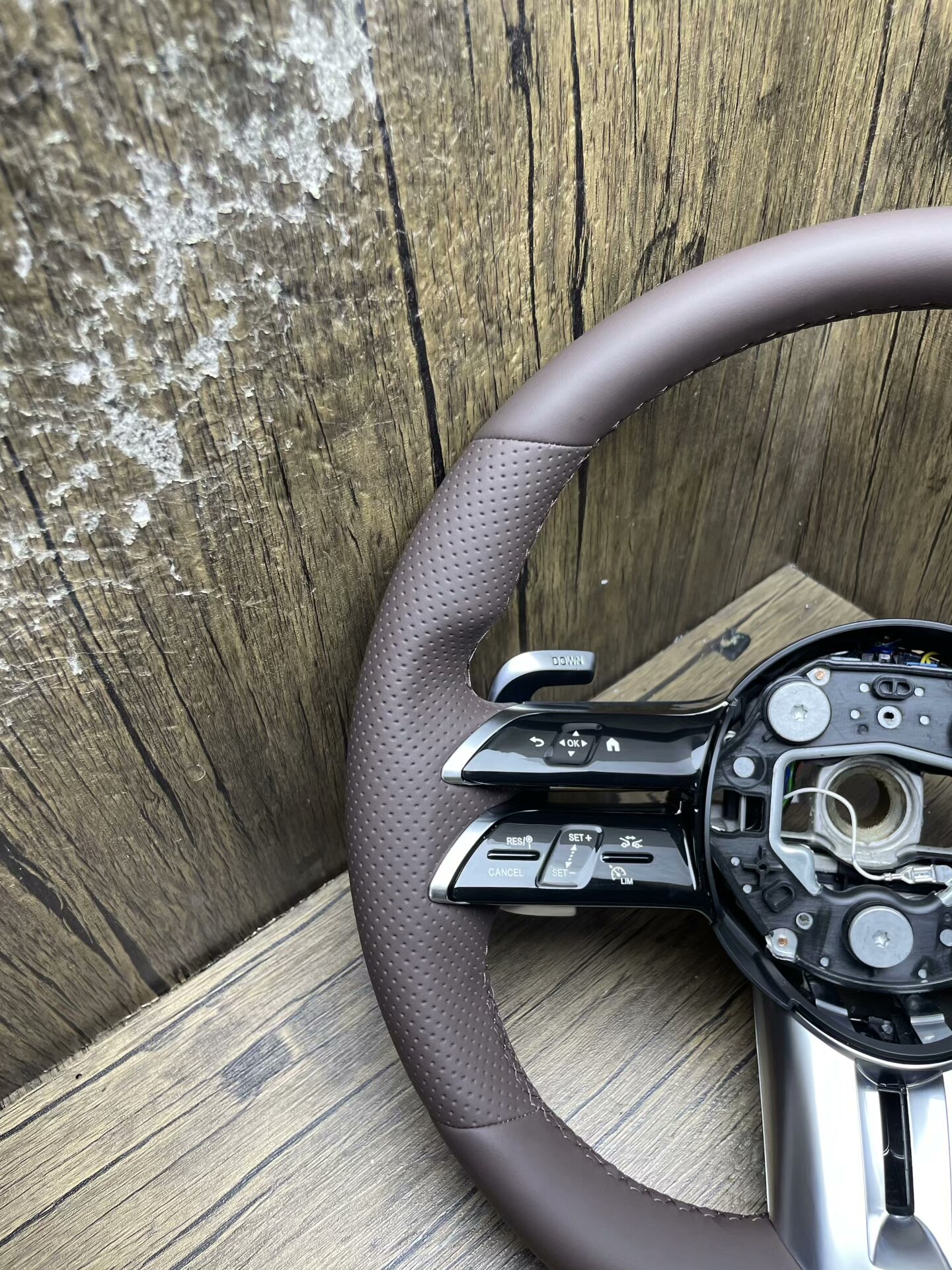 801 AMG Style Brown Leather Steering Wheel Premium Aftermarket Car Steering Wheel Universal Fit for Mercedes-Benz Models