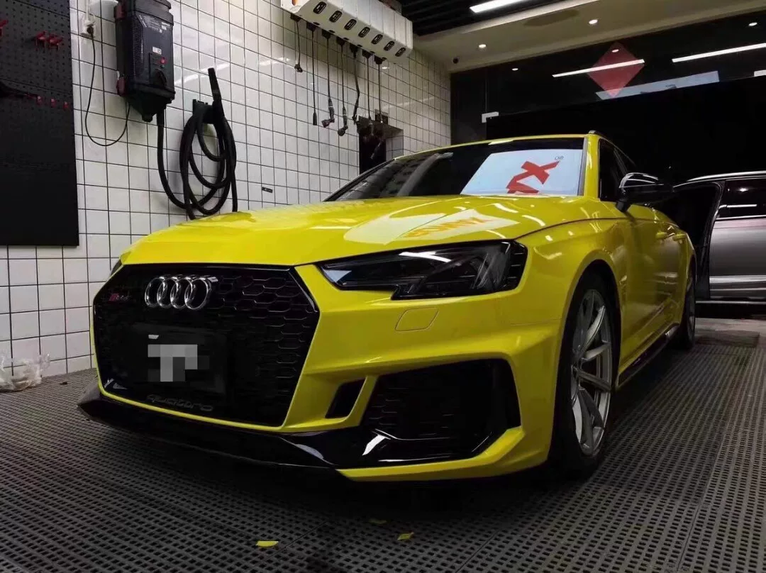 Audi A4L (2017–2019) RS4-Style Front Bumper Kit with Large Black Mesh Grille (Black Knight Edition)