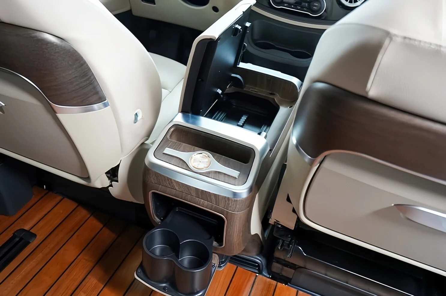 Kit de atualização do console central para Mercedes Vito V260 com geladeira compressor e carregamento sem fio Para Van de Negócios Mercedes-Benz Vito/V-Class (V260) 2017–2024