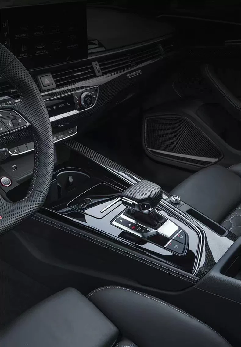 Painel de controle central em pintura piano com luz ambiente para Audi A4L A5