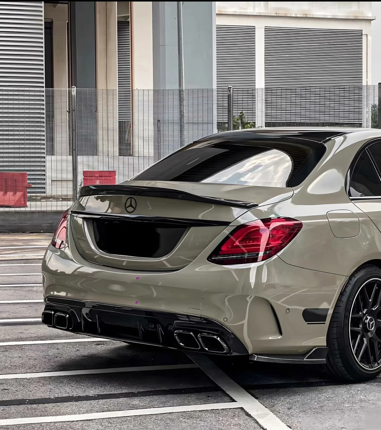 Mercedes-AMG C63 S Rear Diffuser Lip + Dual Exhaust Tips Kit (OEM+ Fitment)
