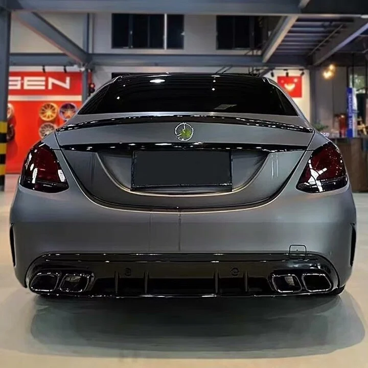 Mercedes-AMG C63 S Rear Diffuser Lip + Dual Exhaust Tips Kit (OEM+ Fitment)