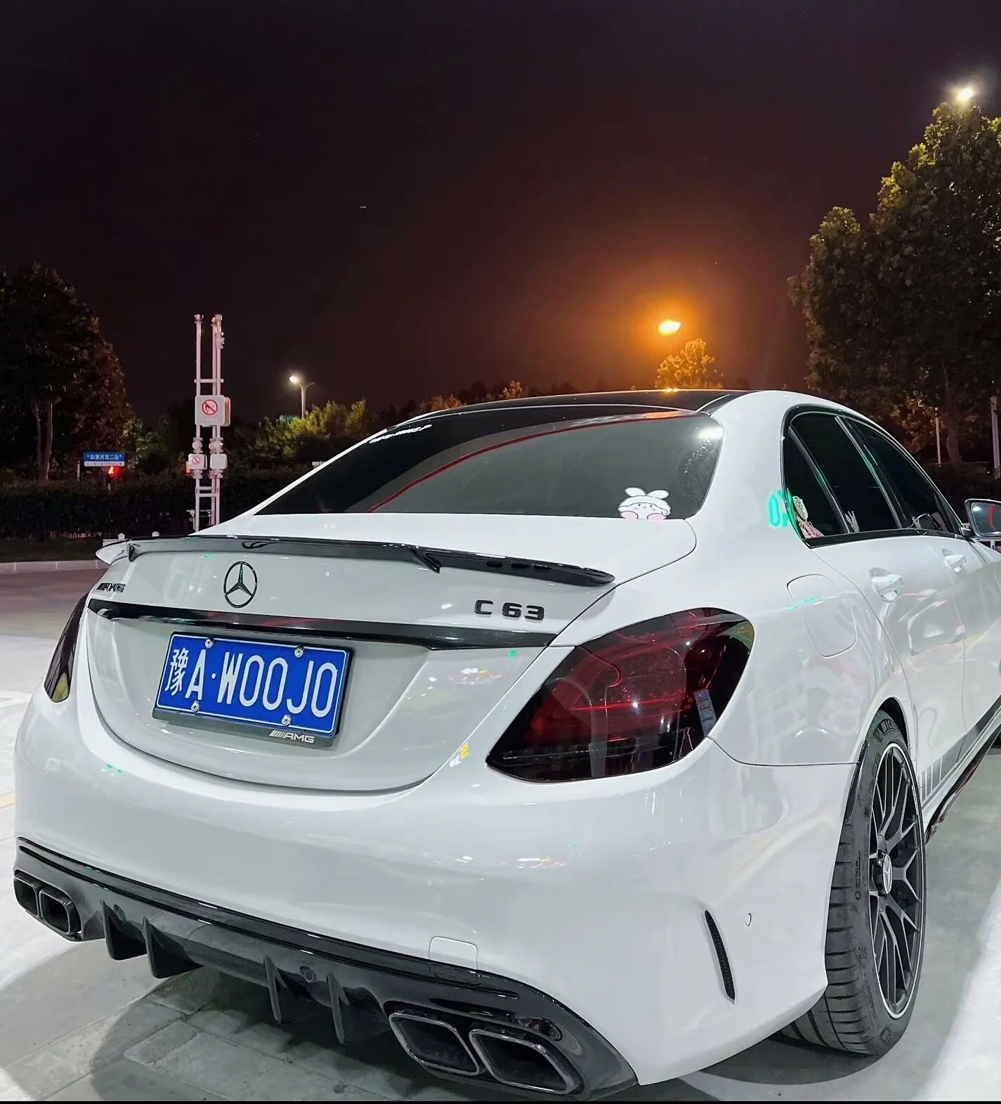 Mercedes-AMG C63 S Rear Diffuser Lip + Dual Exhaust Tips Kit (OEM+ Fitment)