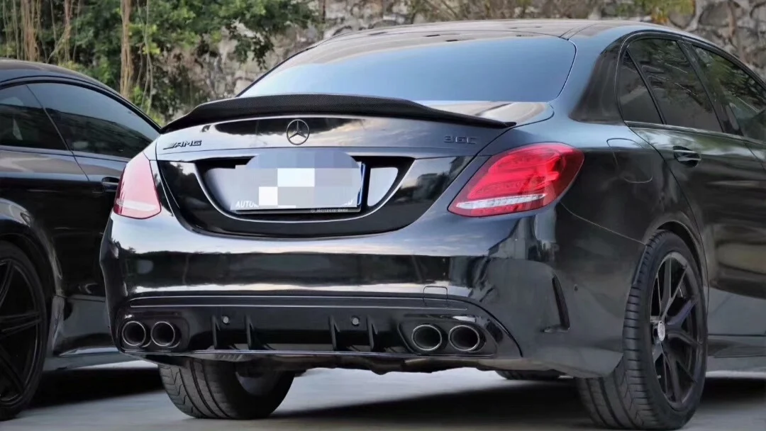 Mercedes-AMG C63 S Rear Diffuser Lip + Dual Exhaust Tips Kit (OEM+ Fitment)