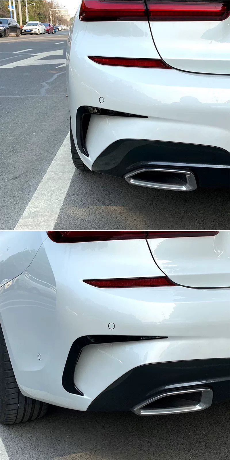 BMW G20 3 Series Rear Diffuser Spoiler (2019+), Gloss Black & Carbon Fiber Wrap