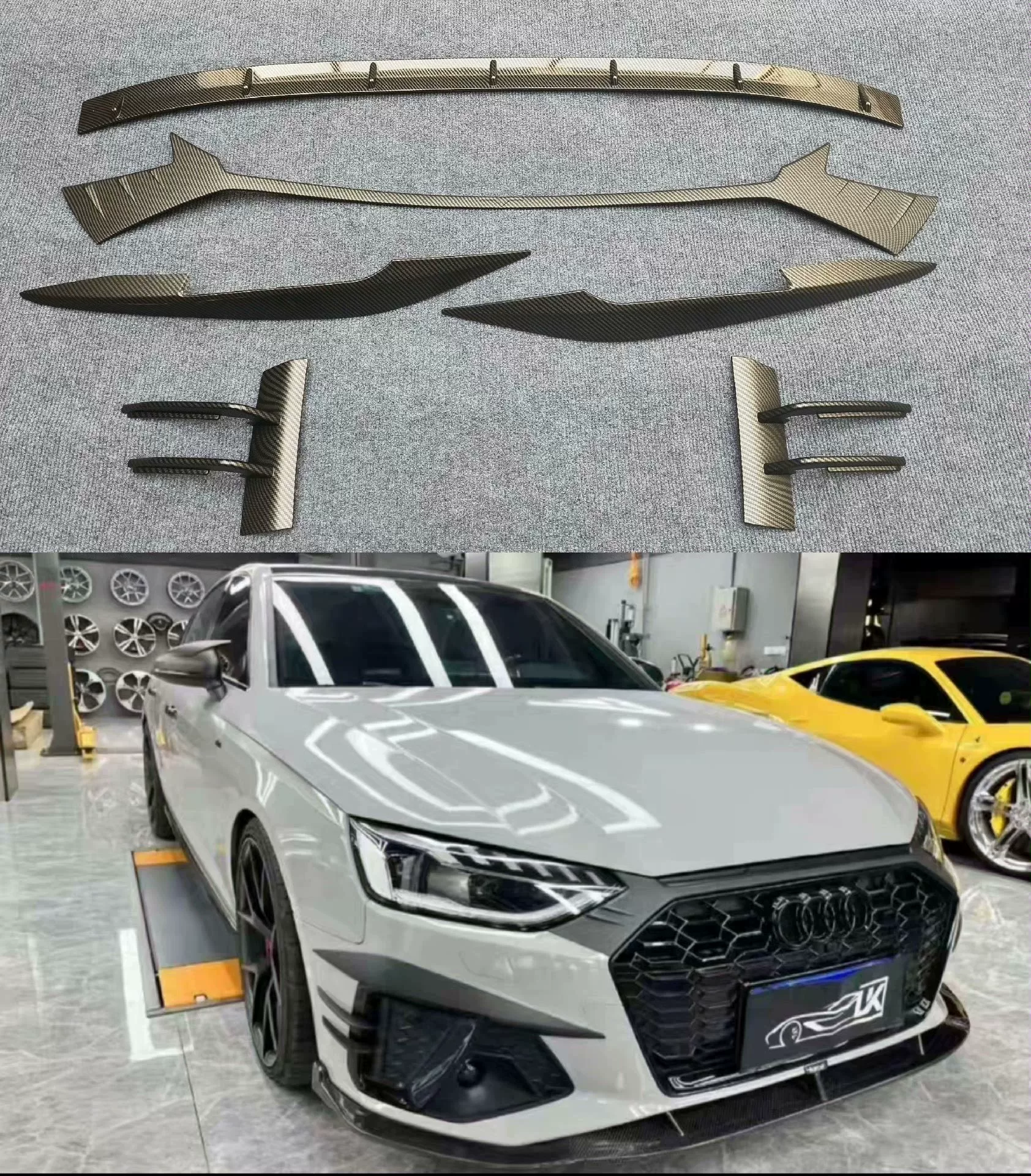 Audi A4 S4 Front Lip Splitter Kit with Fog Light Eyebrows (2020–2023)