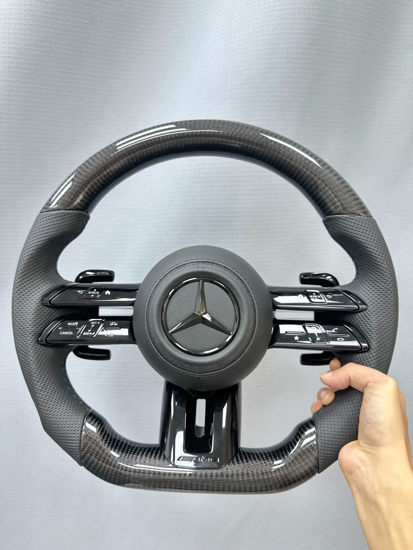 Mercedes-AMG Flat-Base Sport D-Type Carbon Fiber Steering Wheel Assembly