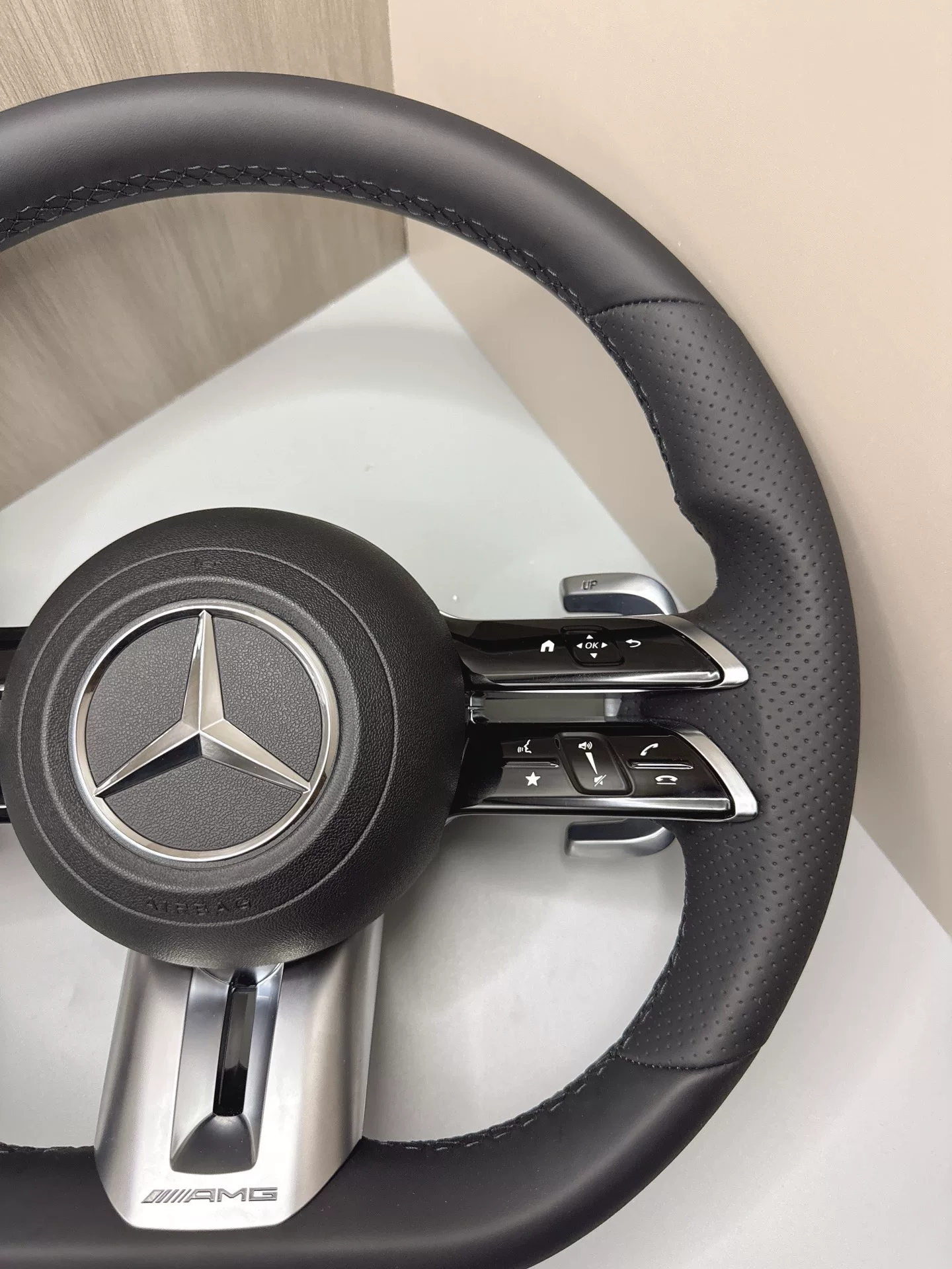AMG-Style Mercedes-Benz Steering Wheel Assembly with OEM Buttons and Decoder Compatible with W204 W205 W212 W221 W222 A-Class C-Class E-Class S-Class G-Class