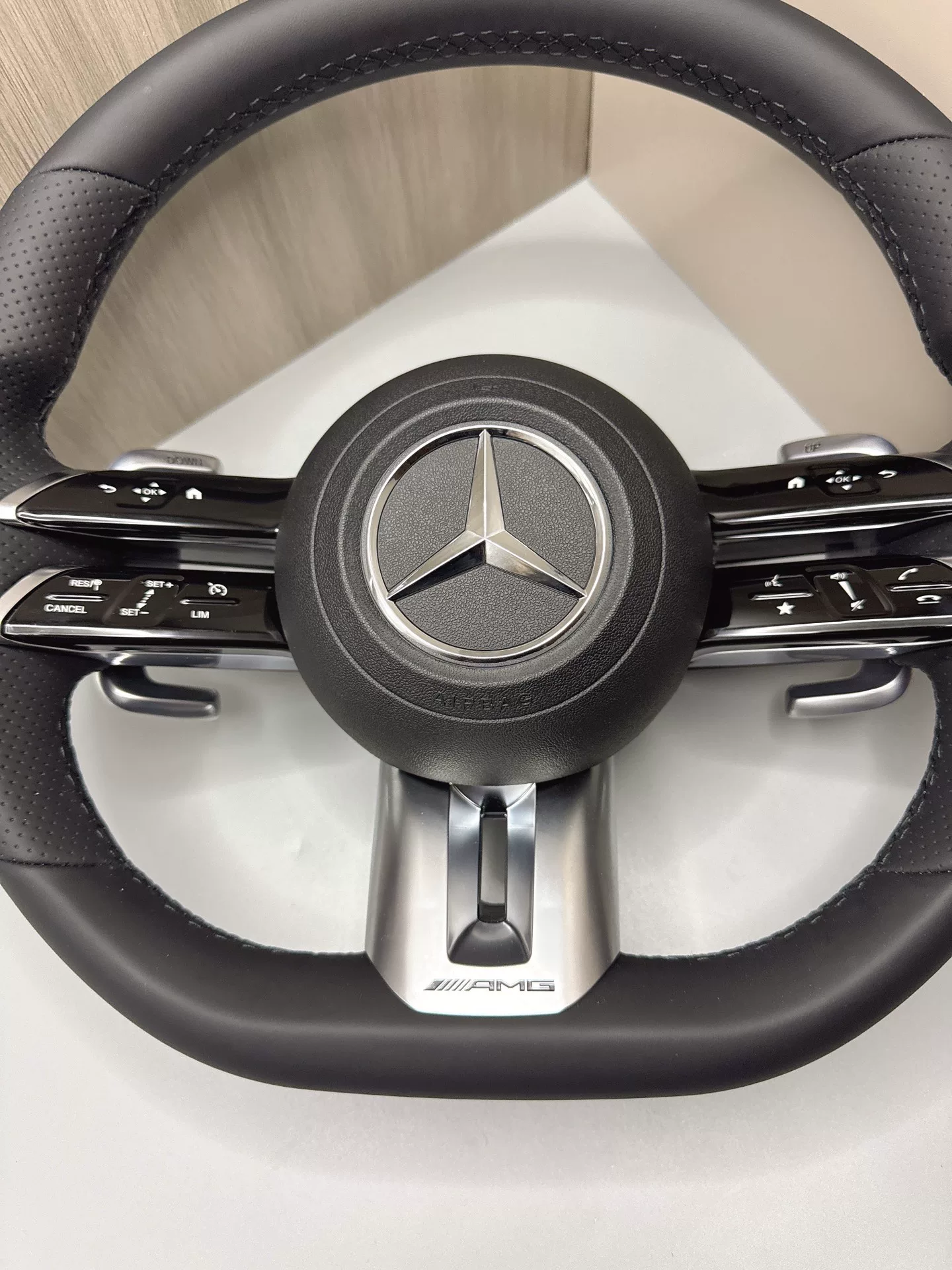 AMG-Style Mercedes-Benz Steering Wheel Assembly with OEM Buttons and Decoder Compatible with W204 W205 W212 W221 W222 A-Class C-Class E-Class S-Class G-Class