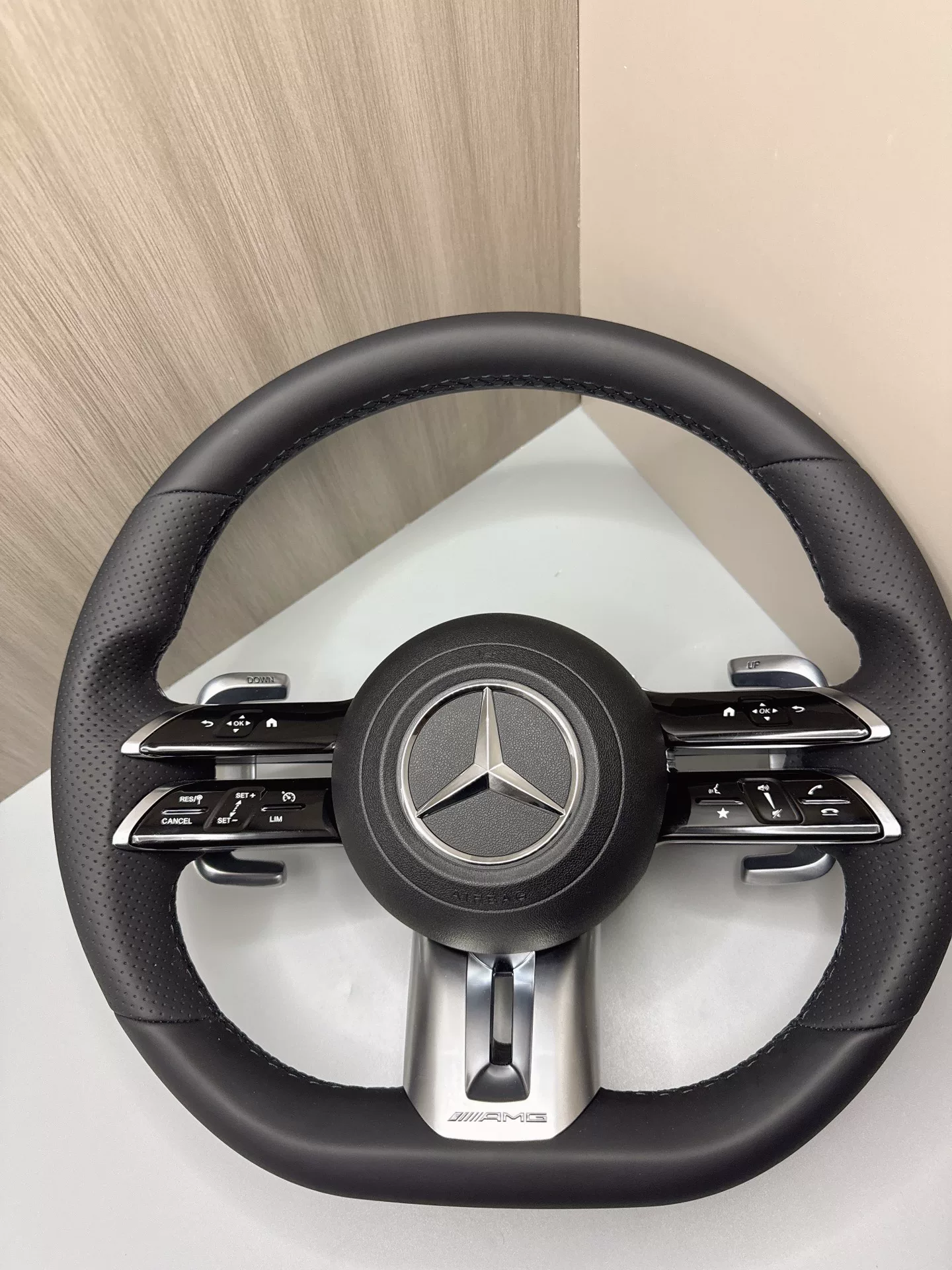 AMG-Style Mercedes-Benz Steering Wheel Assembly with OEM Buttons and Decoder Compatible with W204 W205 W212 W221 W222 A-Class C-Class E-Class S-Class G-Class