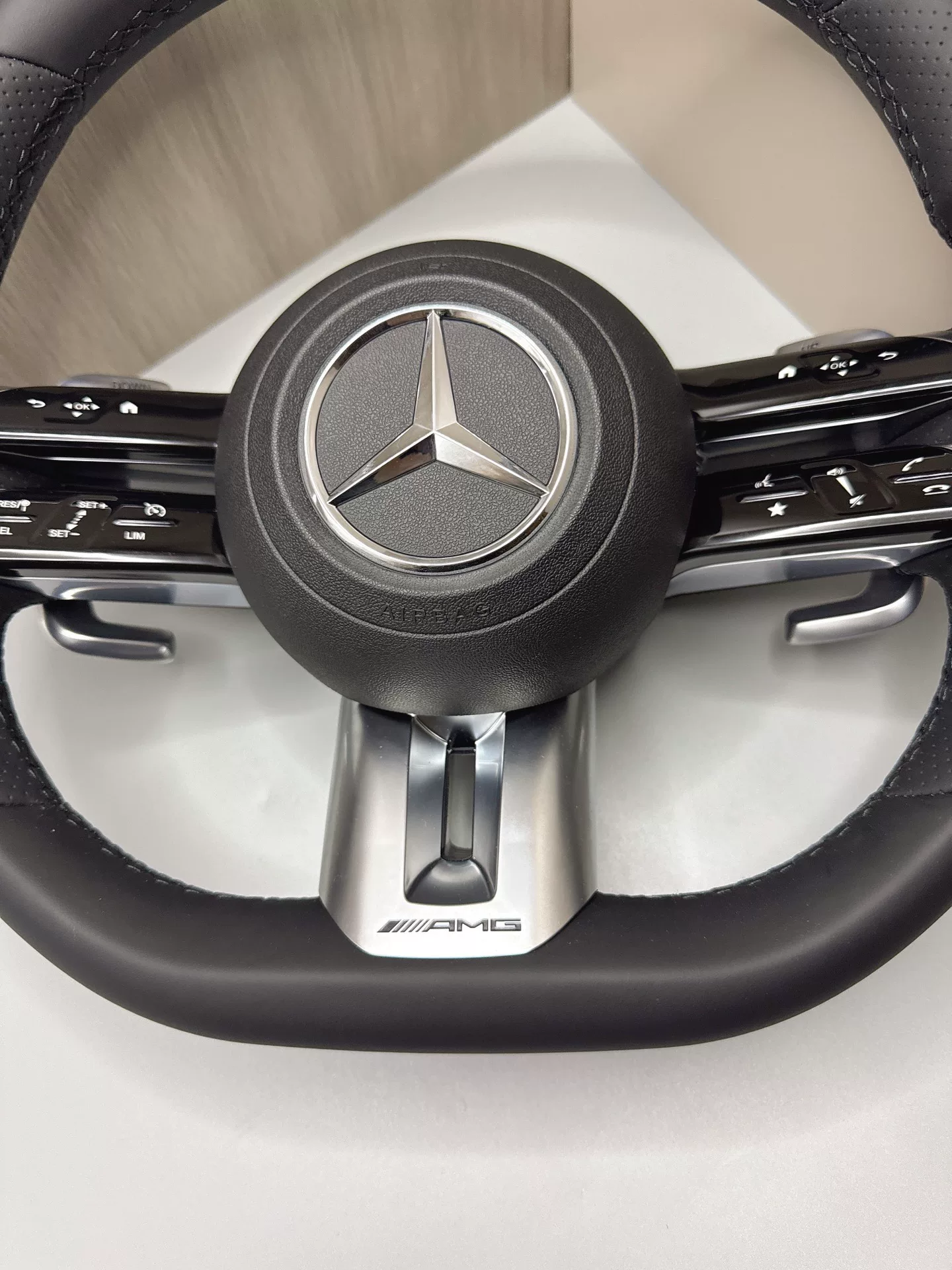 AMG-Style Mercedes-Benz Steering Wheel Assembly with OEM Buttons and Decoder Compatible with W204 W205 W212 W221 W222 A-Class C-Class E-Class S-Class G-Class