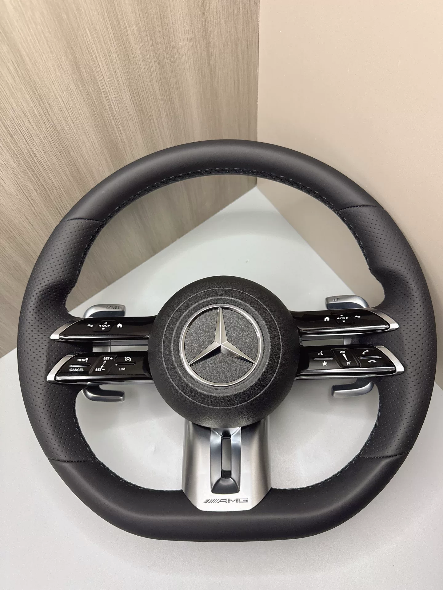 AMG-Style Mercedes-Benz Steering Wheel Assembly with OEM Buttons and Decoder Compatible with W204 W205 W212 W221 W222 A-Class C-Class E-Class S-Class G-Class
