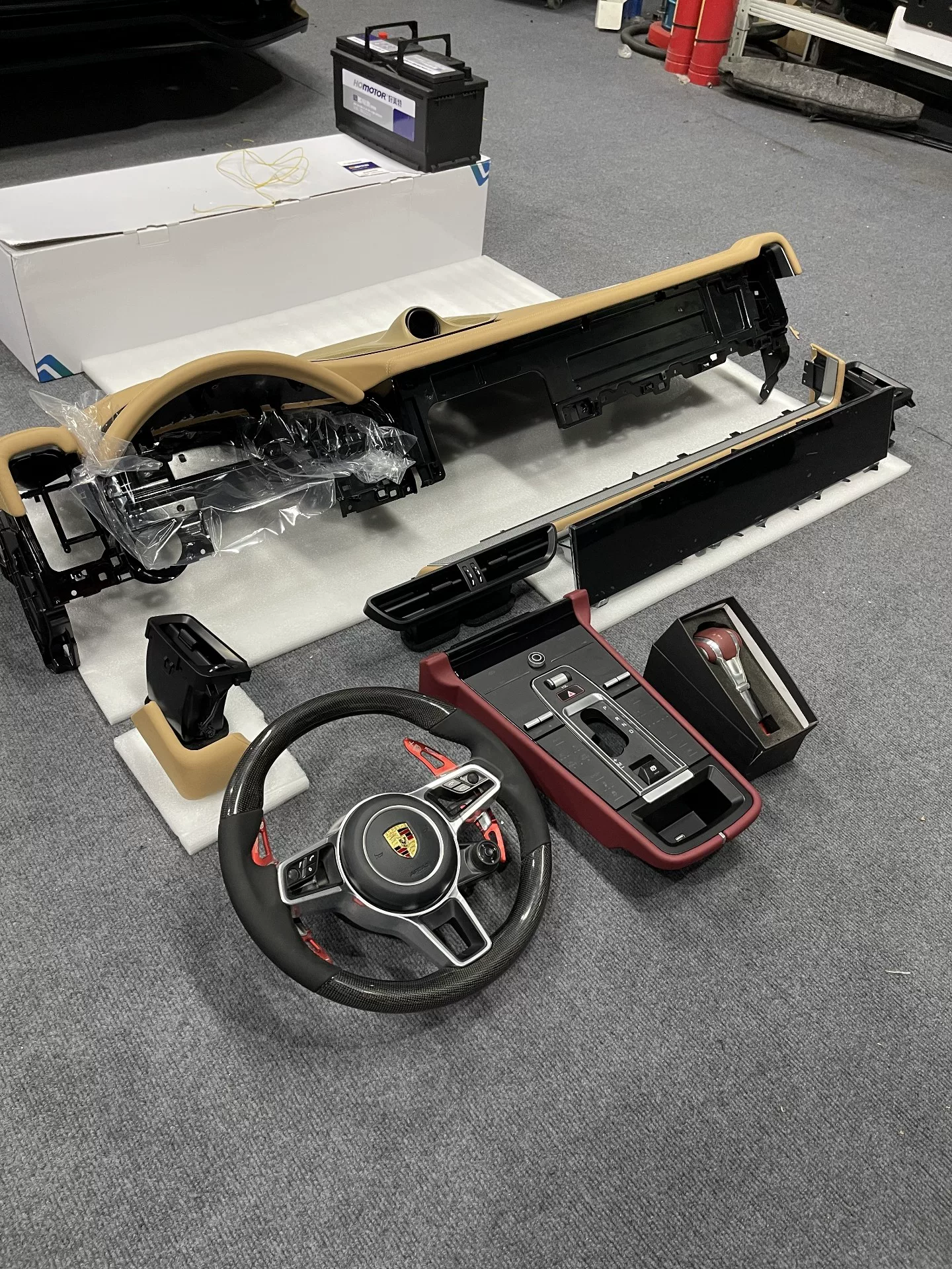 Porsche Cayenne Dual-Screen Interior Upgrade Kit Plug-and-Play Installation: Fits Dashboard + Center Console Panel + Steering Wheel