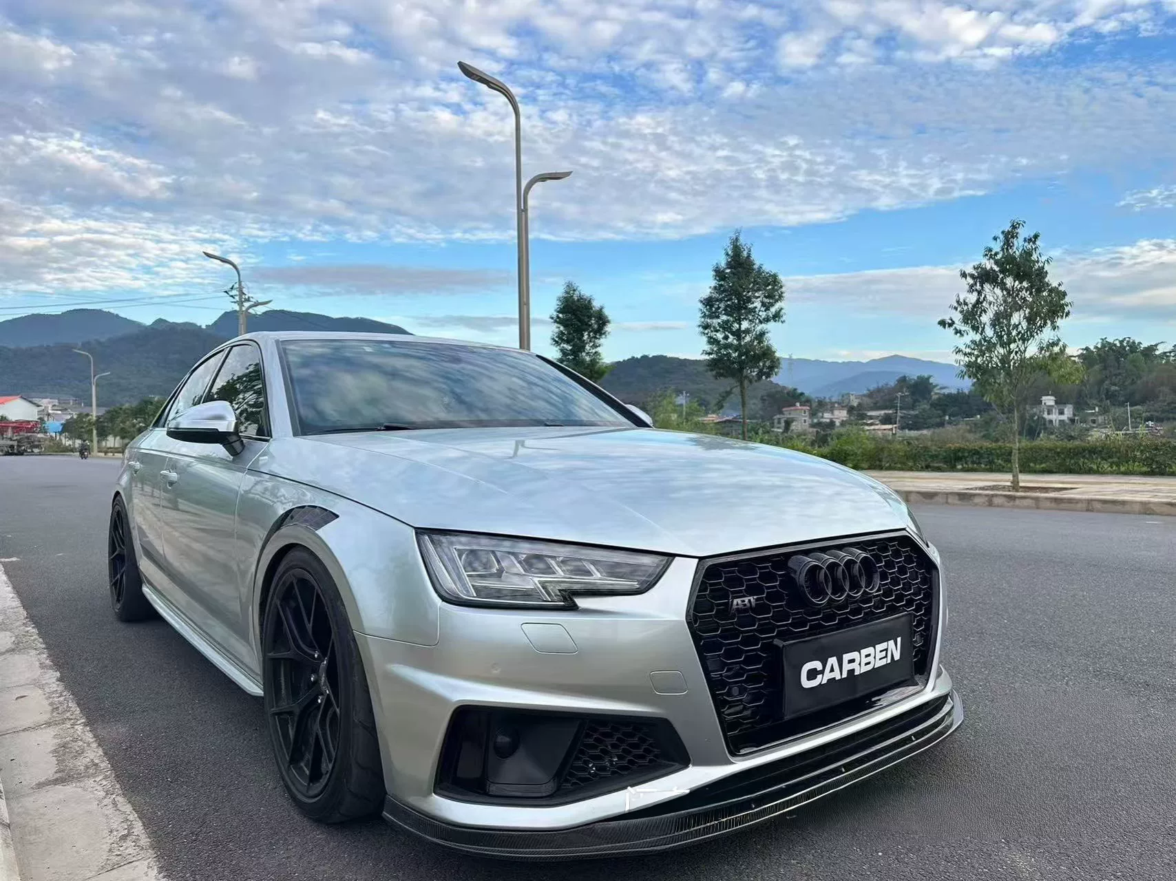 Audi A4L B9 Carbon Fiber Front Lip Spoiler (S4 Compatible)