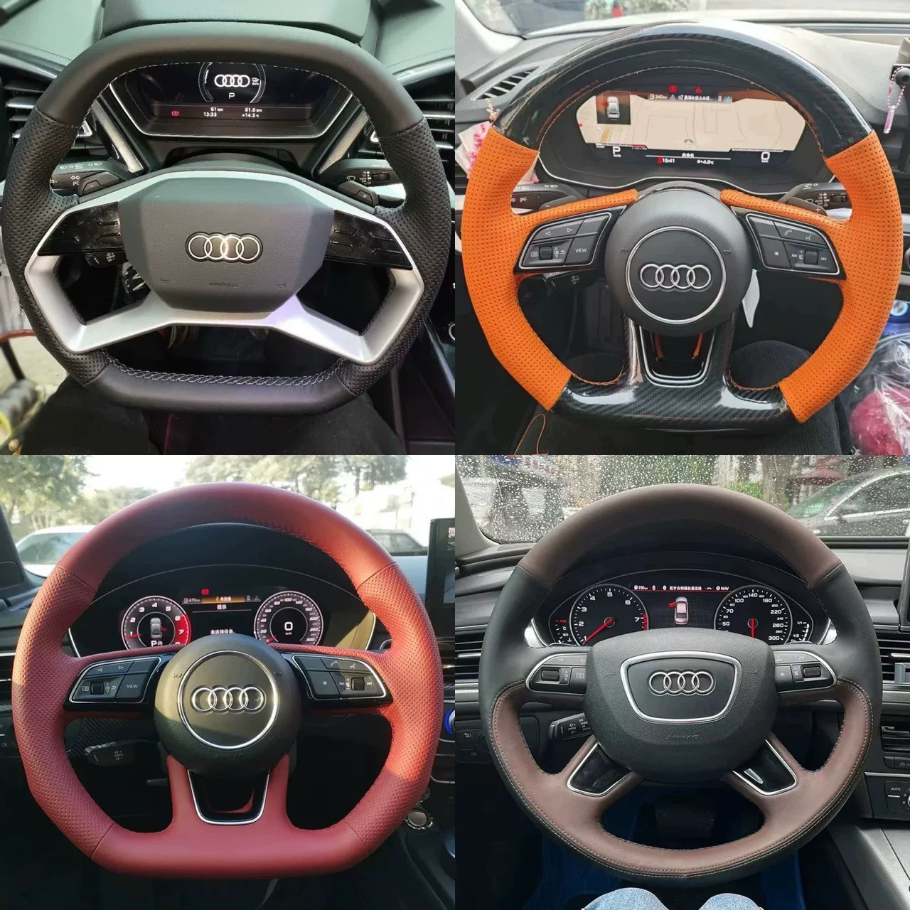 Audi-specific, hand-stitched genuine leather steering wheel cover