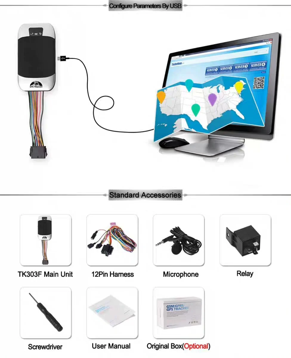 COBAN TK303F GPS Vehicle Tracker with Remote Key Fob – Anti-Theft Car Locator