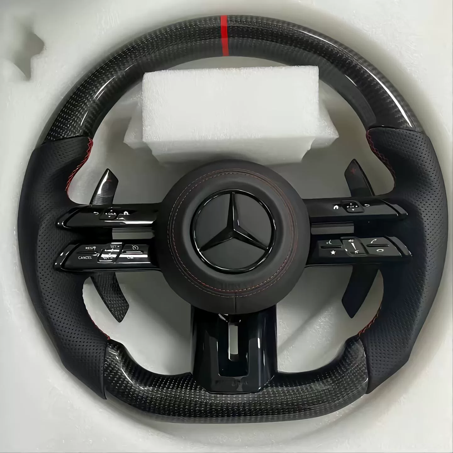 Mercedes-Benz G-Class Dragonfly Carbon Fiber Sports Steering Wheel Compatible with the new G63/G500—original vehicle upgrade Features extended carbon fiber shift paddles